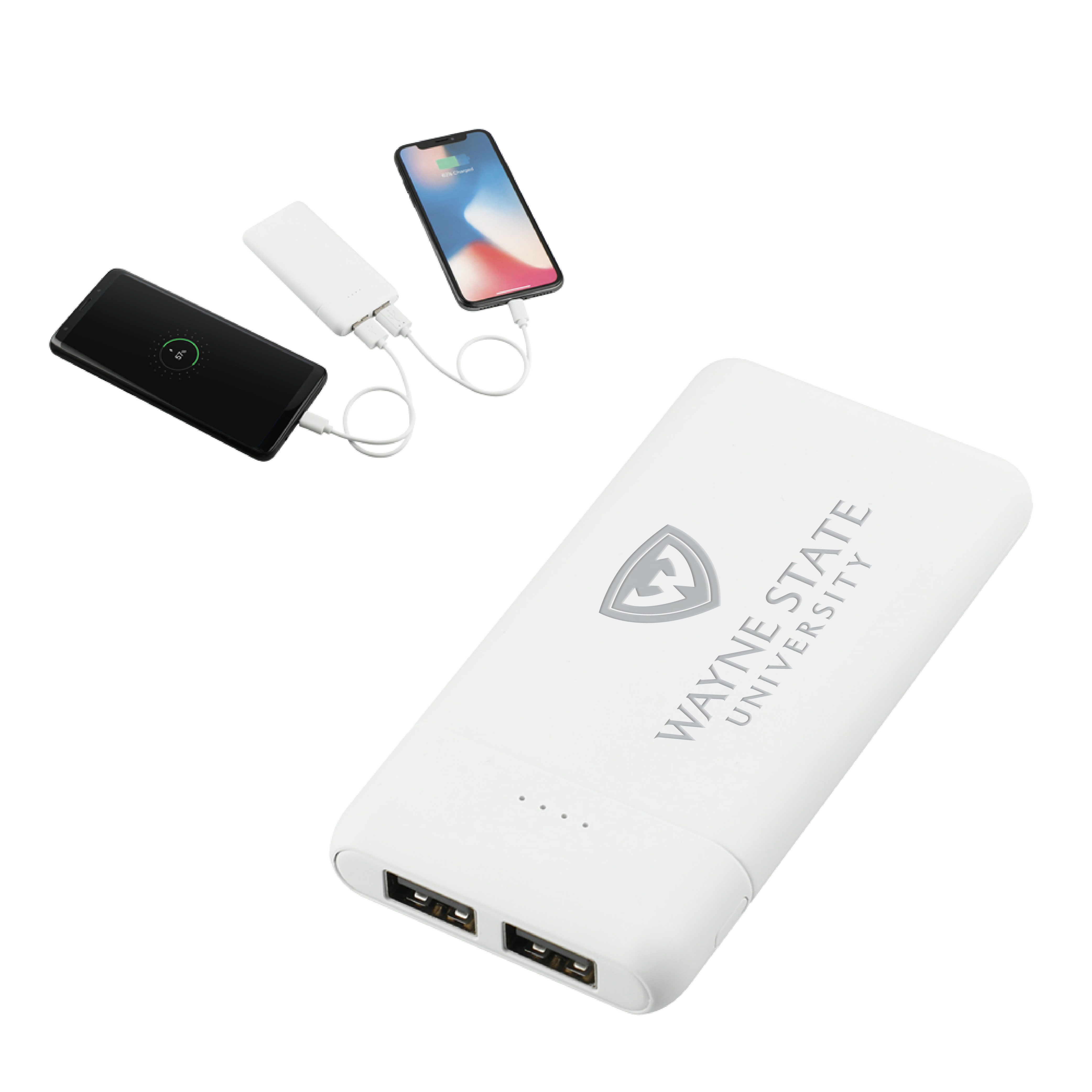 Wayne State Stacked Engraved Tilt High Density 5000 mAh Power Bank