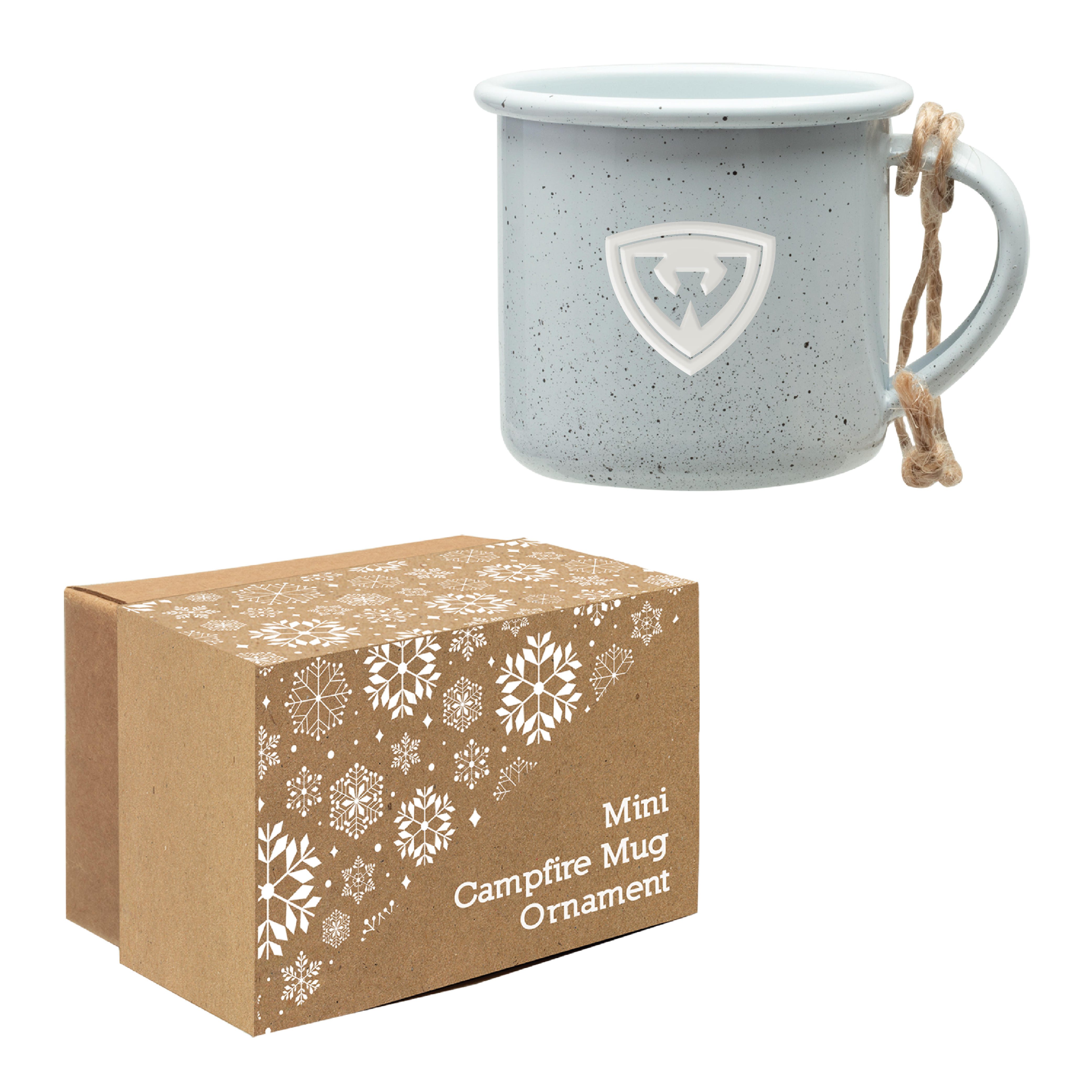 Wayne State Shield Engraved White Mini Campfire Mug Ornament