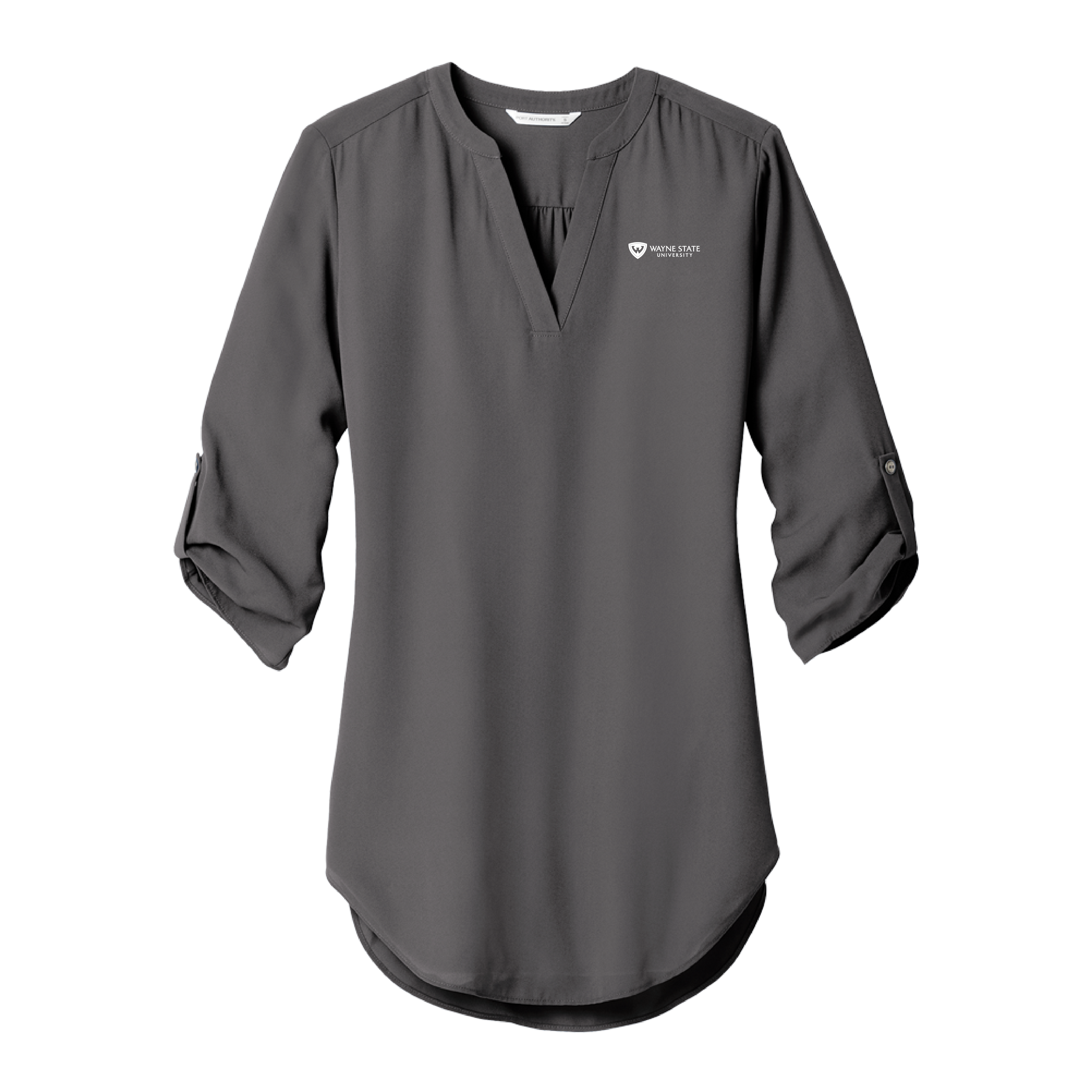 Wayne State Horizontal Women's Grey 3/4 Sleeve Tunic Blouse