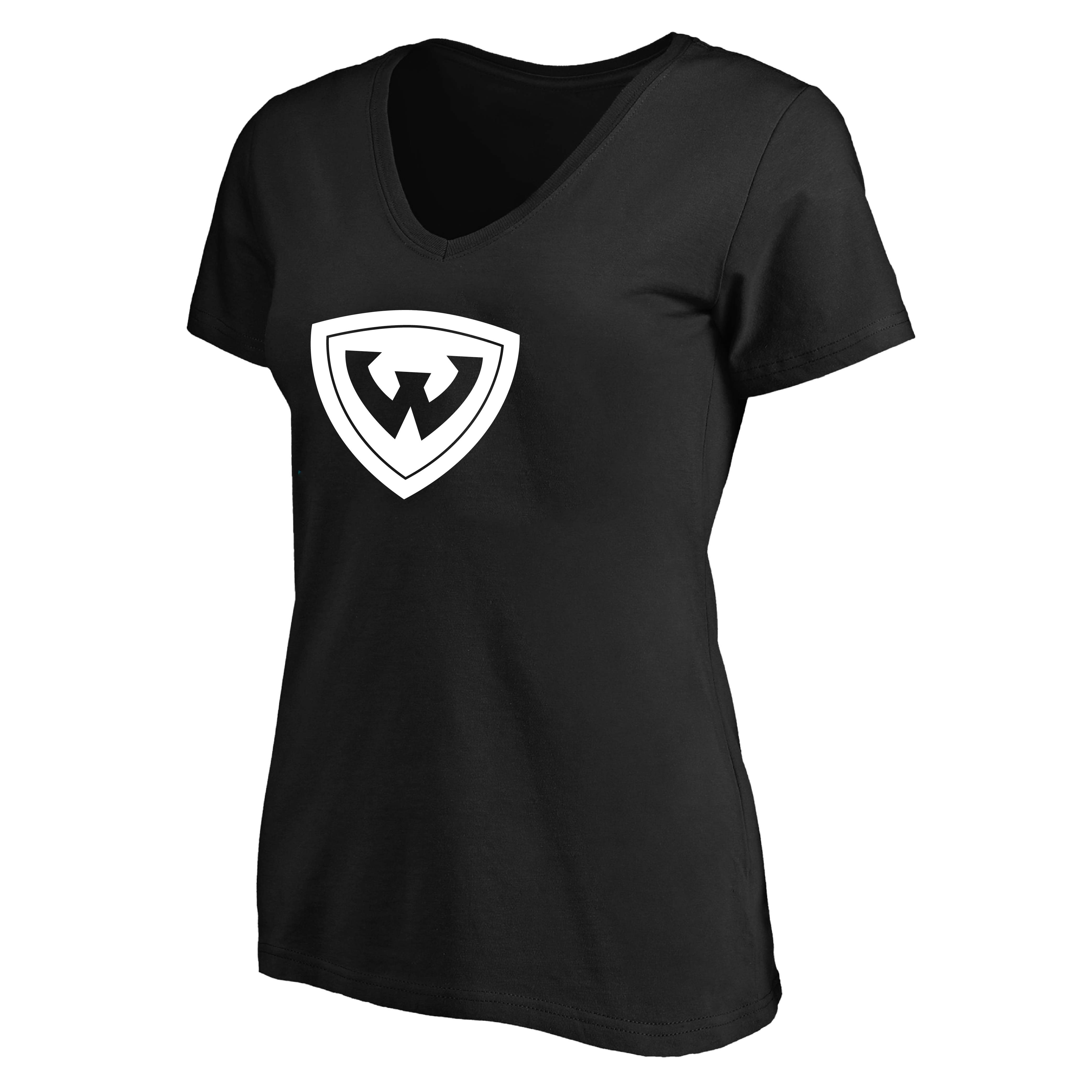 Wayne State Shield Women's Plus Black V Neck T Shirt