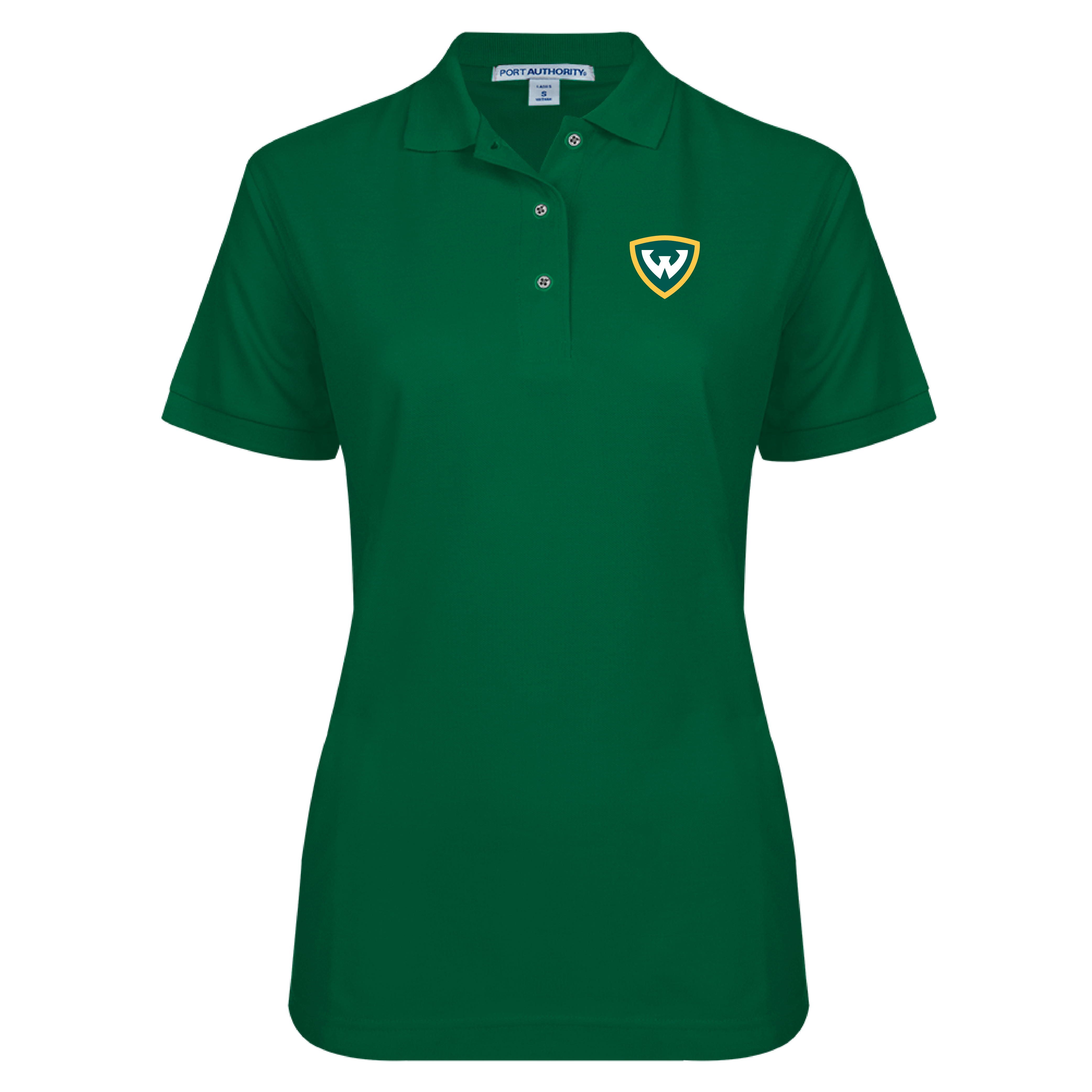 Wayne State Shield Women's Silk Touch Dark Green Pique Polo