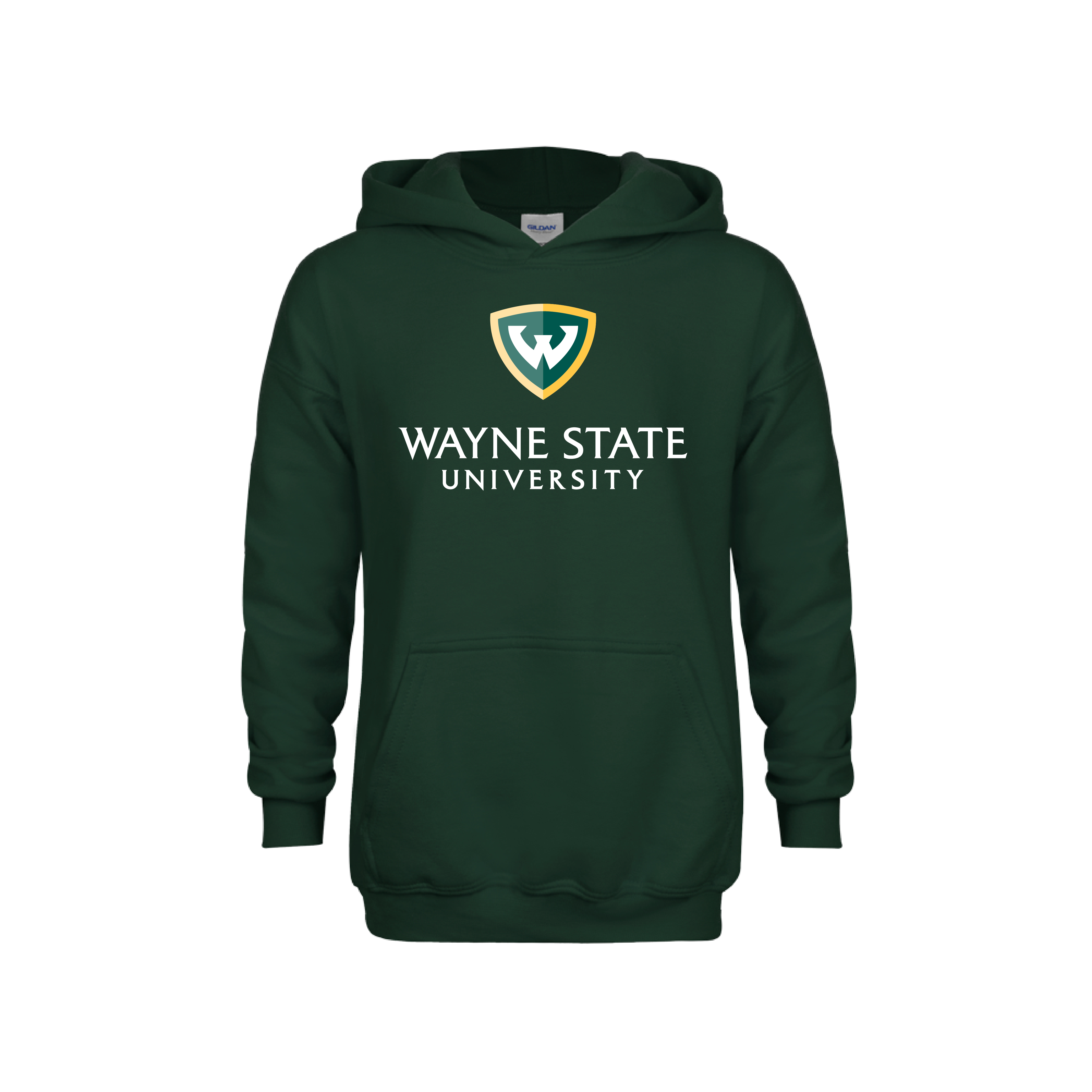 Wayne State Stacked Youth Dark Green Fleece Hoodie
