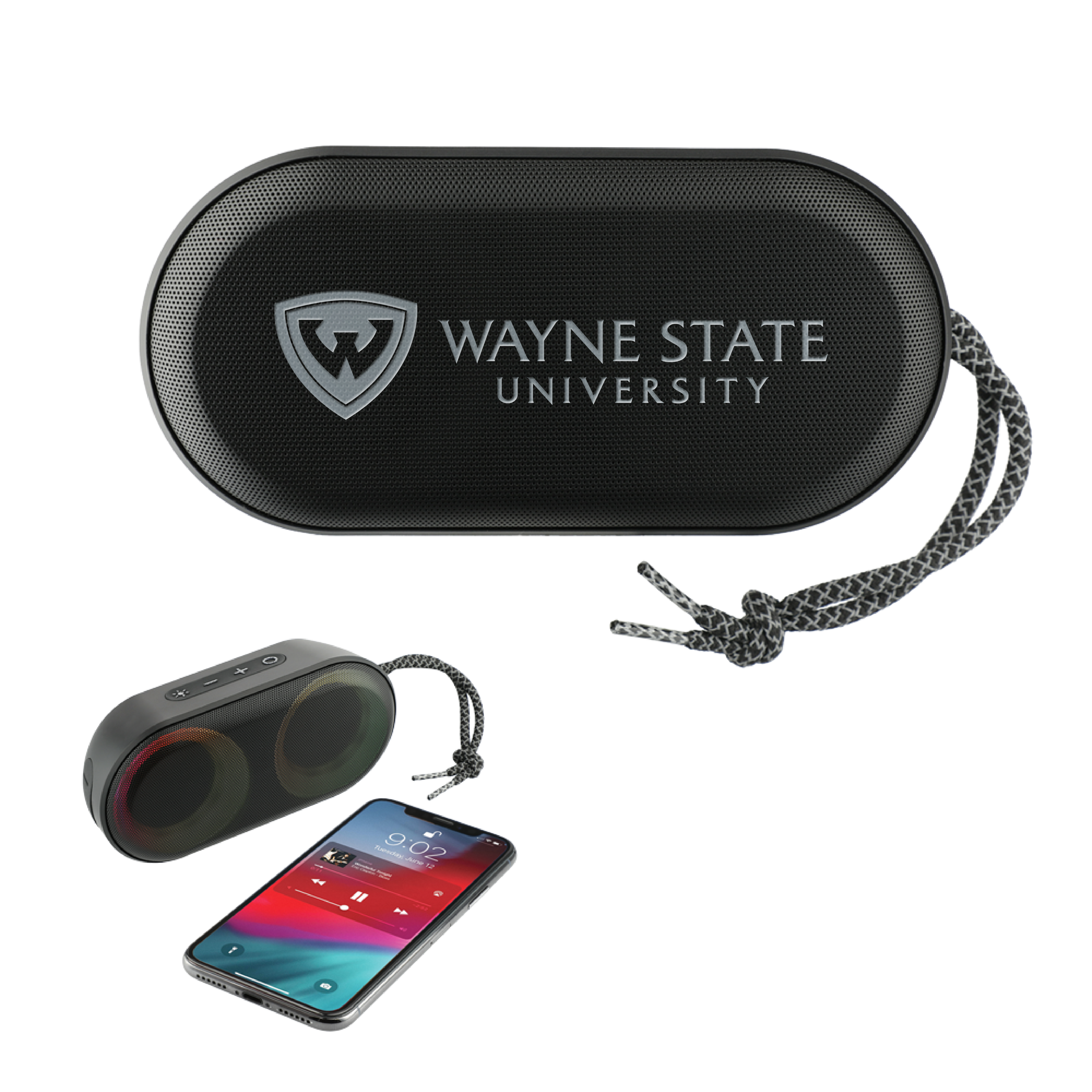 Wayne State Horizontal Engraved Zedd Outdoor Speaker with RGB Lights