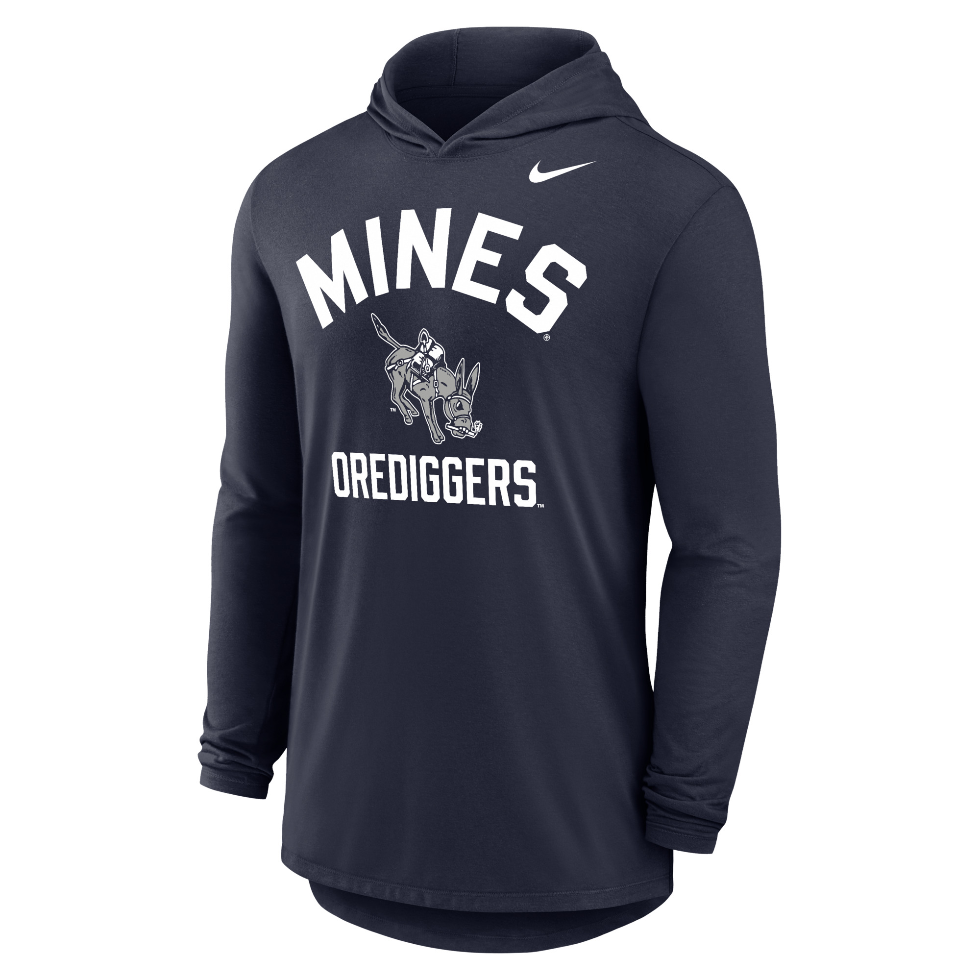 Mines Orediggers Nike Dri-FIT Cotton Long Sleeve Hooded T-Shirt