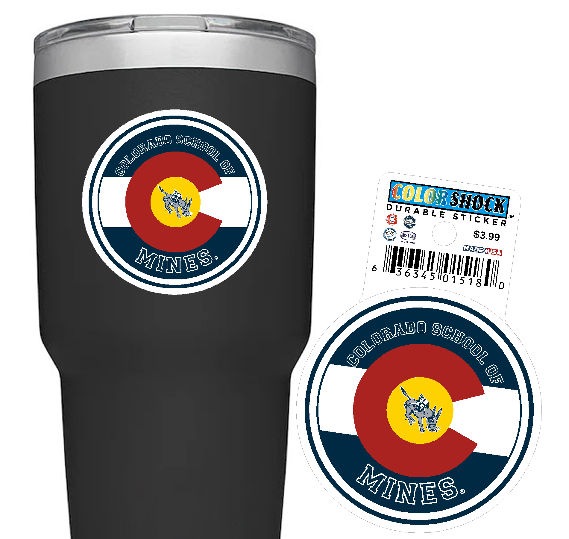 Colorado School of Mines Colorado Flag Circle Sticker
