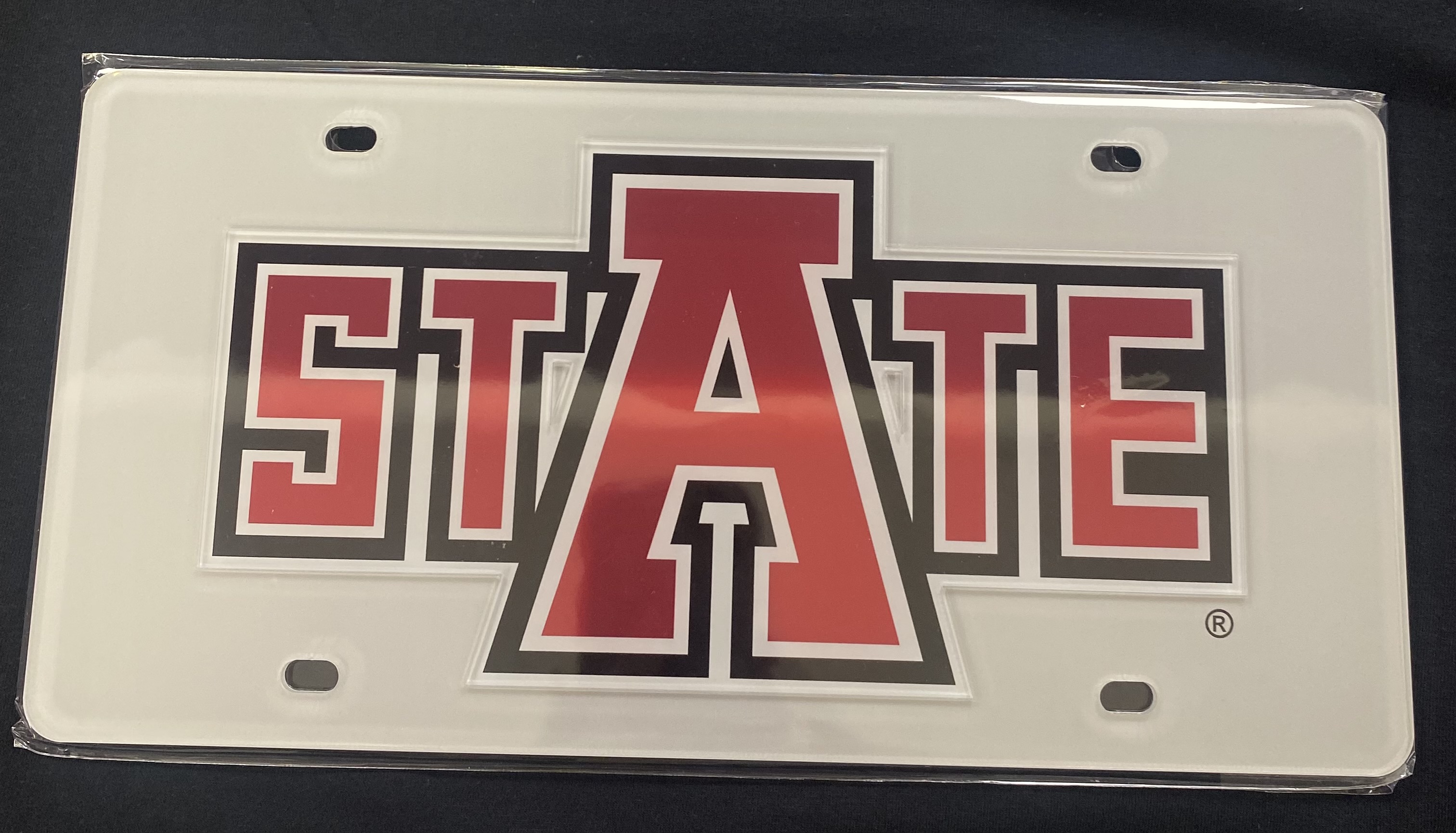 A-State Silver License Plate