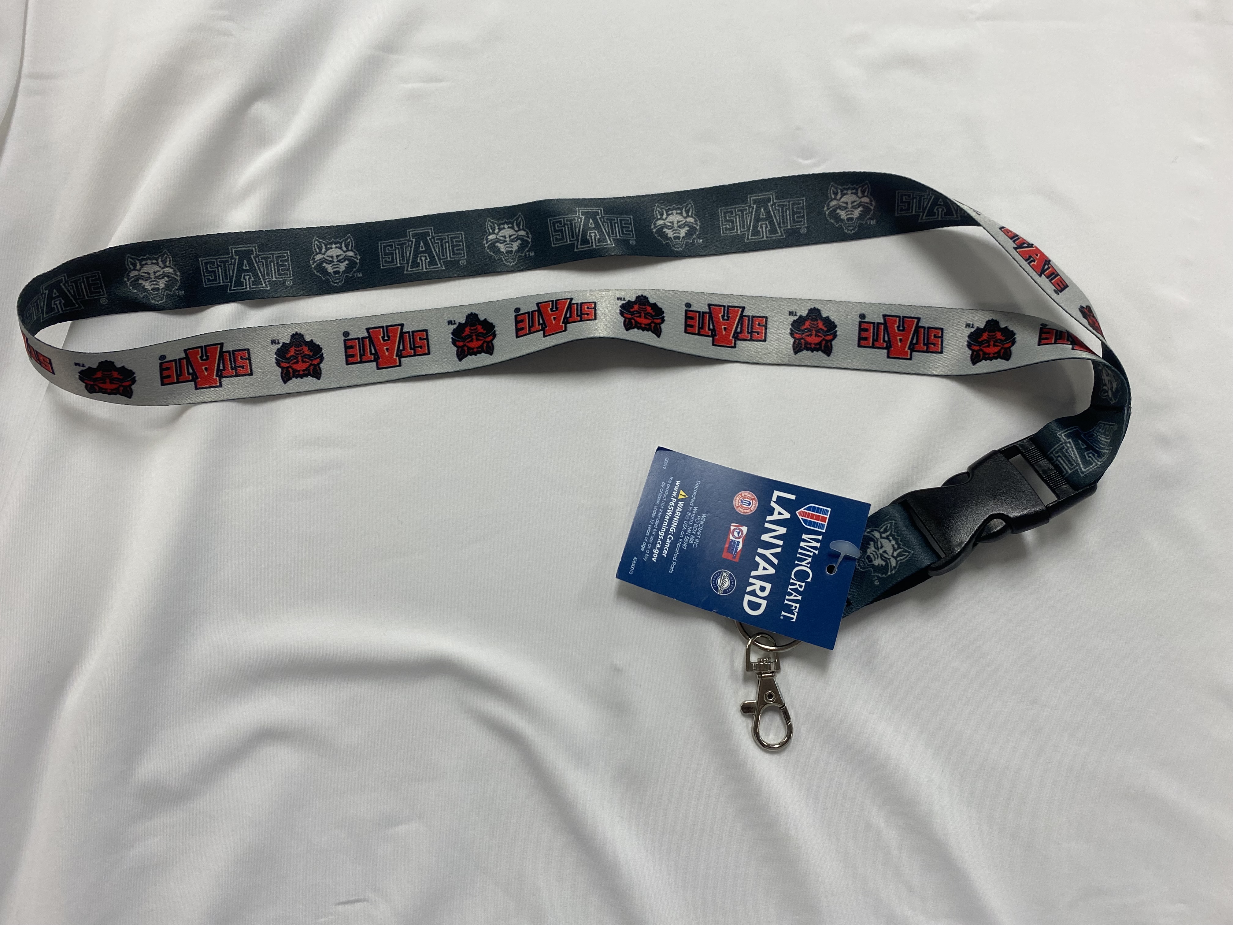 Arkansas State Red Wolves Charcoal Lanyard w/detachable buckle 1"