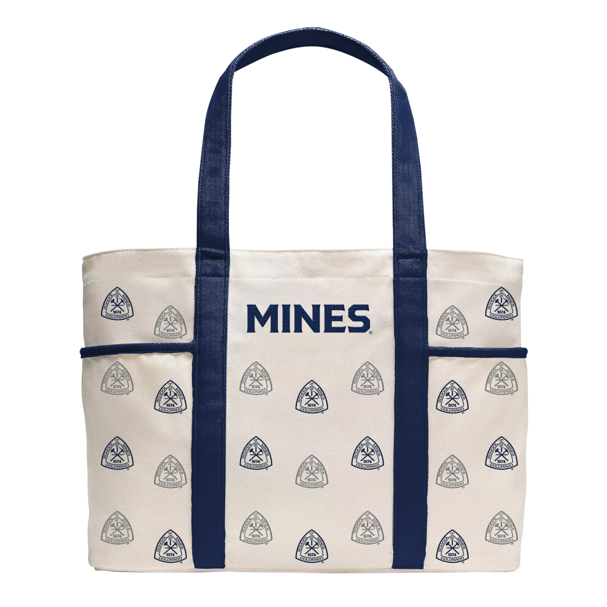 Mines Embroidered Zippered Tote Bag
