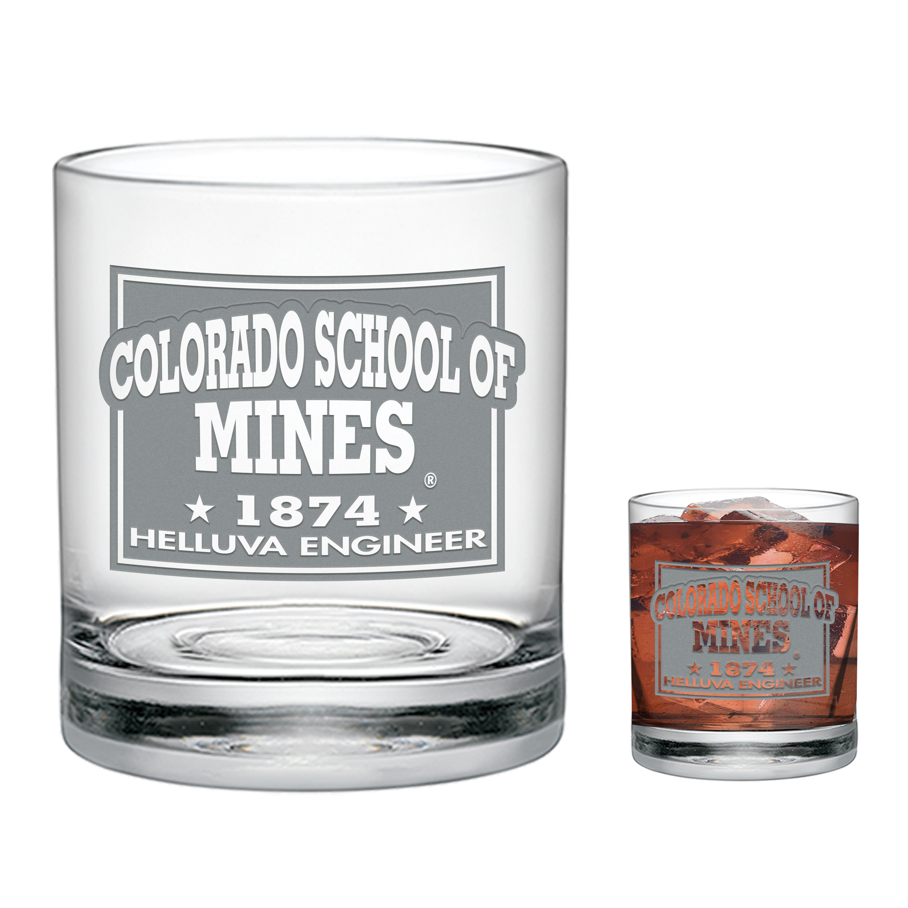 Colorado School of Mines Deep Etched Rocks Glass