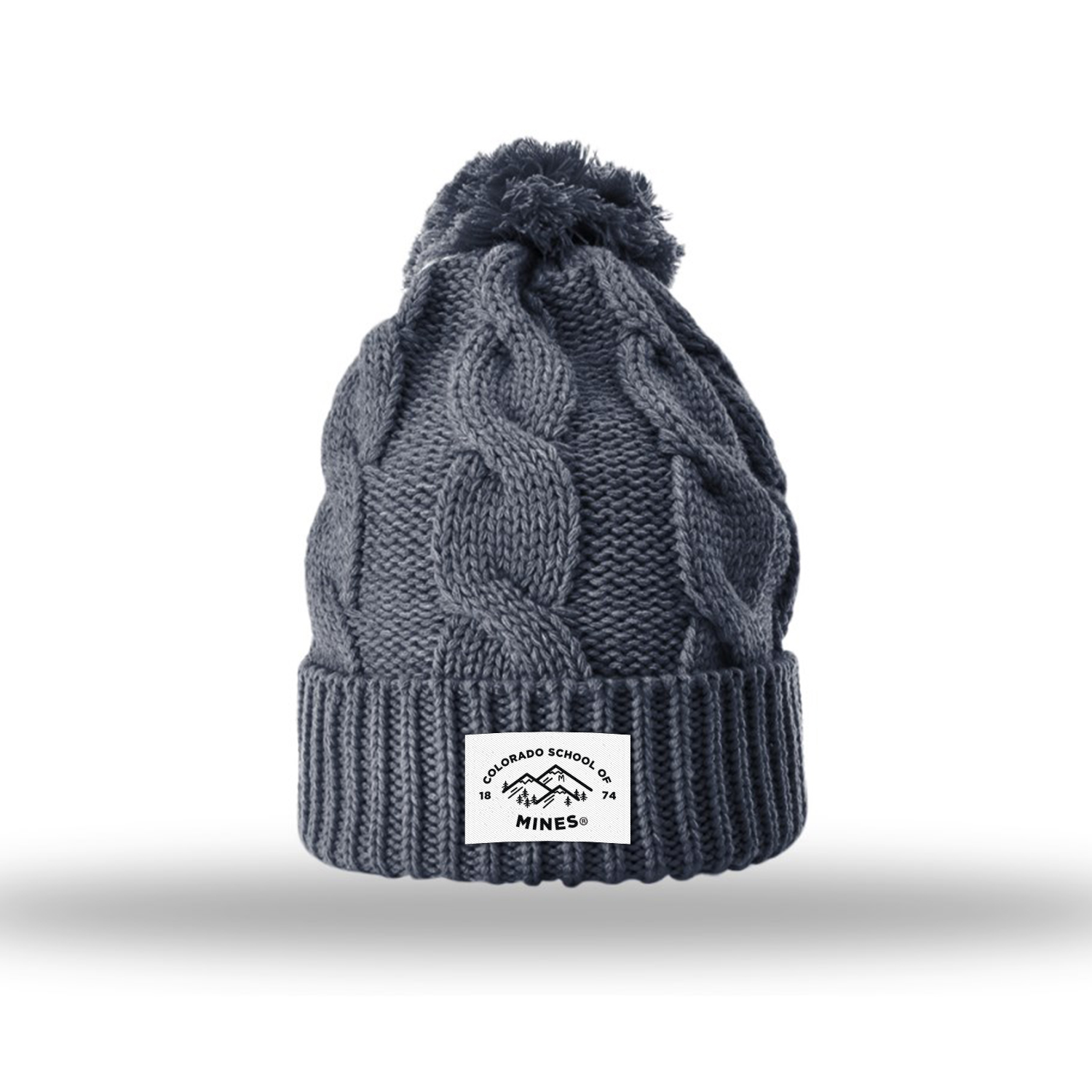 Colorado School of Mines Chunky Cable Knit Stocking Hat with Pom