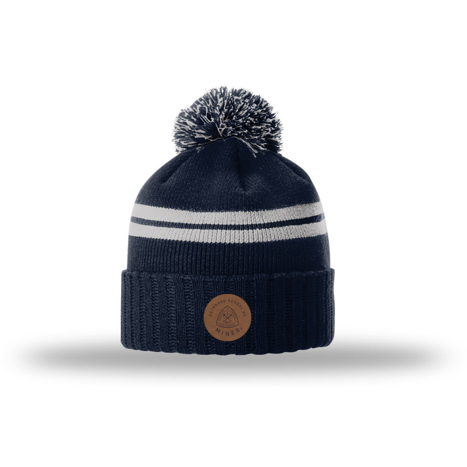 Colorado School of Mines Leather Patch Stocking Hat with Pom
