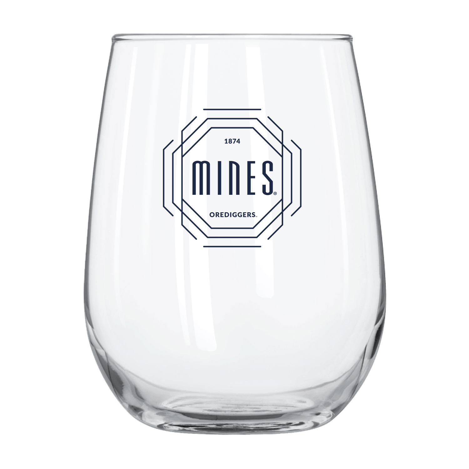 Mines Orediggers 17 oz Stemless Wine Glass