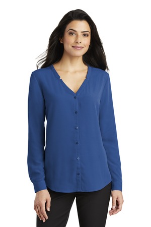 Online Exclusive - Port Authority® Ladies Long Sleeve Button-Front Blouse