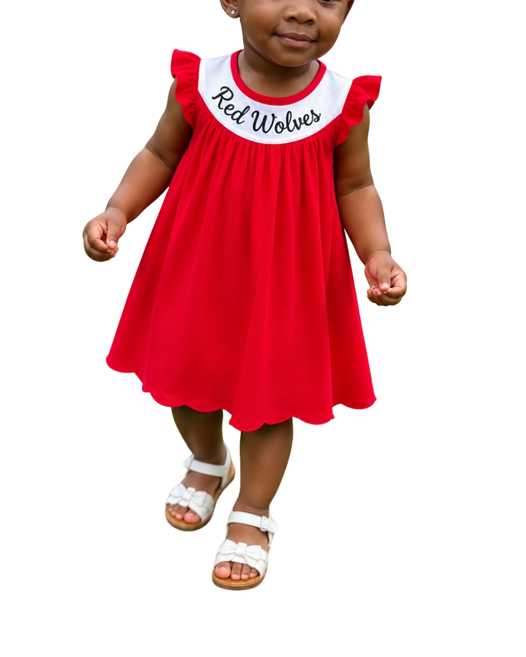 Toddler Girl Smock Red Wolves Dress