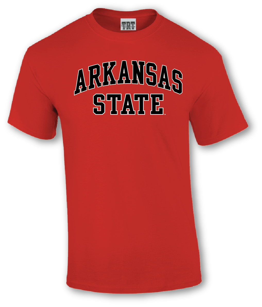 essential stacked arkansas state tee
