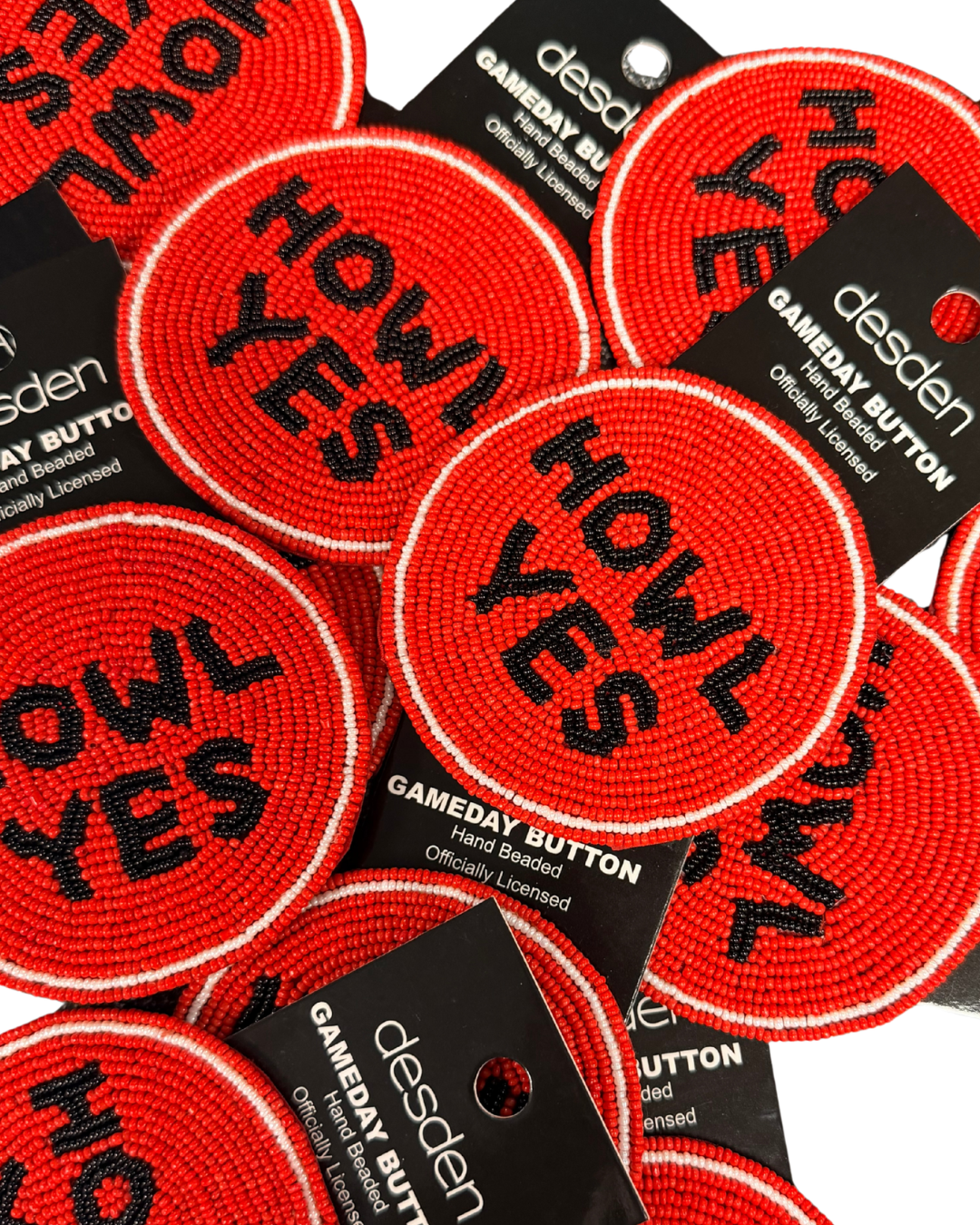 Howl Yes Beaded Gameday Button