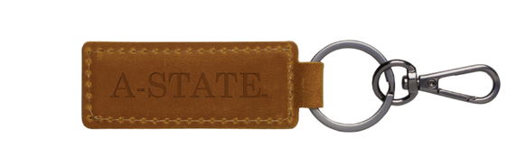 Leather A-State Keytag