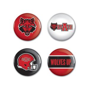 Arkansas State Red Wolves Button - 4 Pack 1 1/4" Rnd