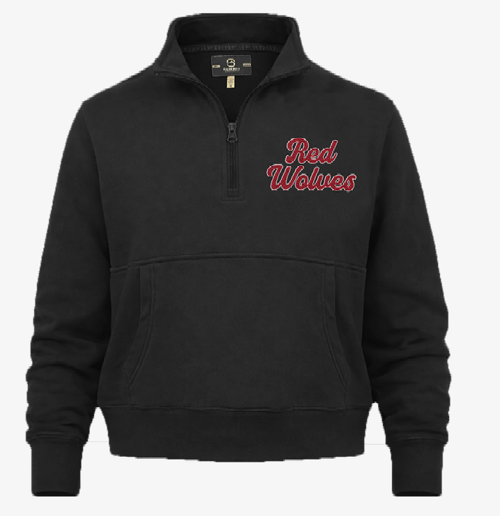 Red Wolves Cropped Beaded Quarter-Zip Pullover