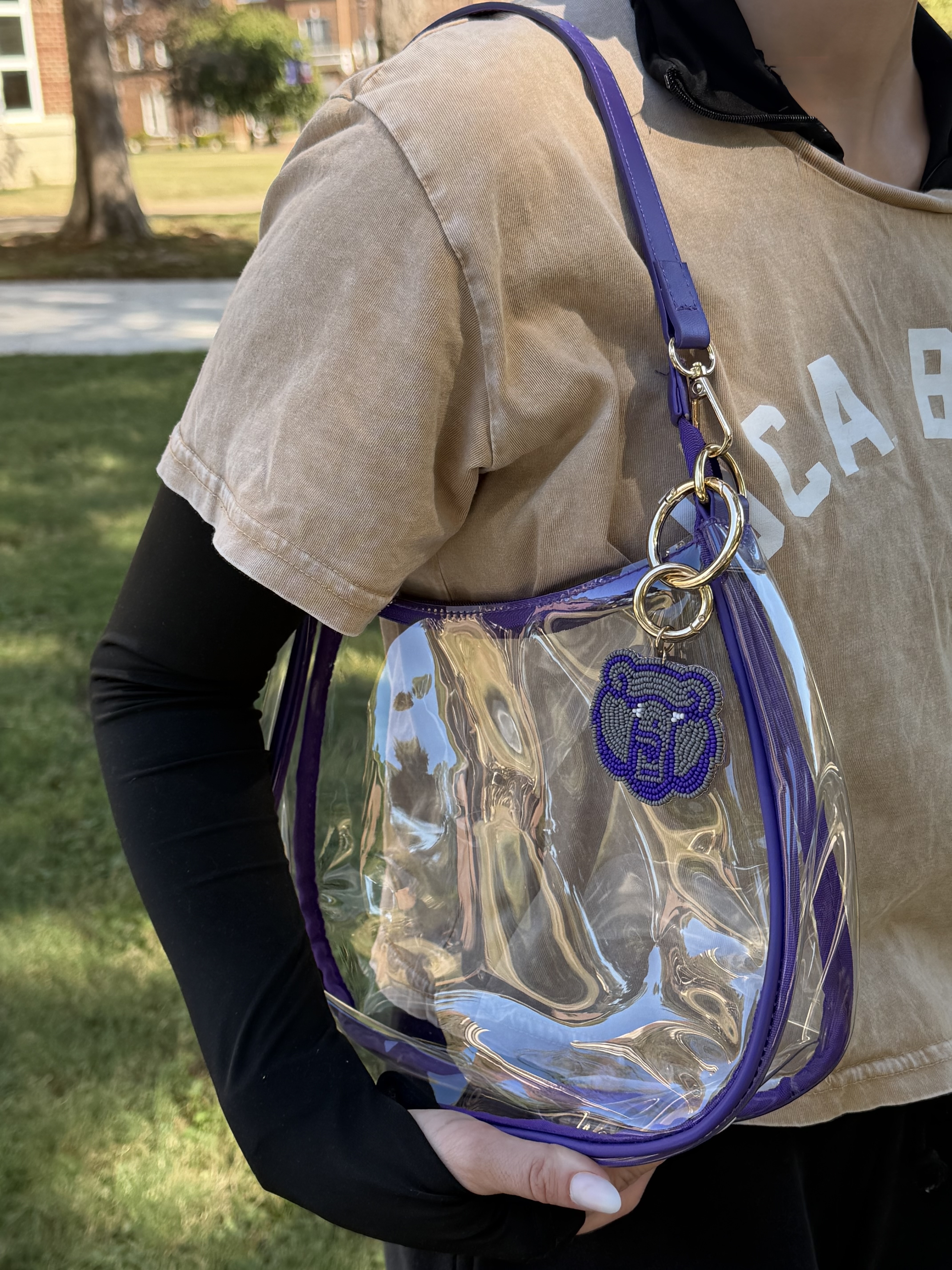 Sara Clear Purse with Beaded Charm