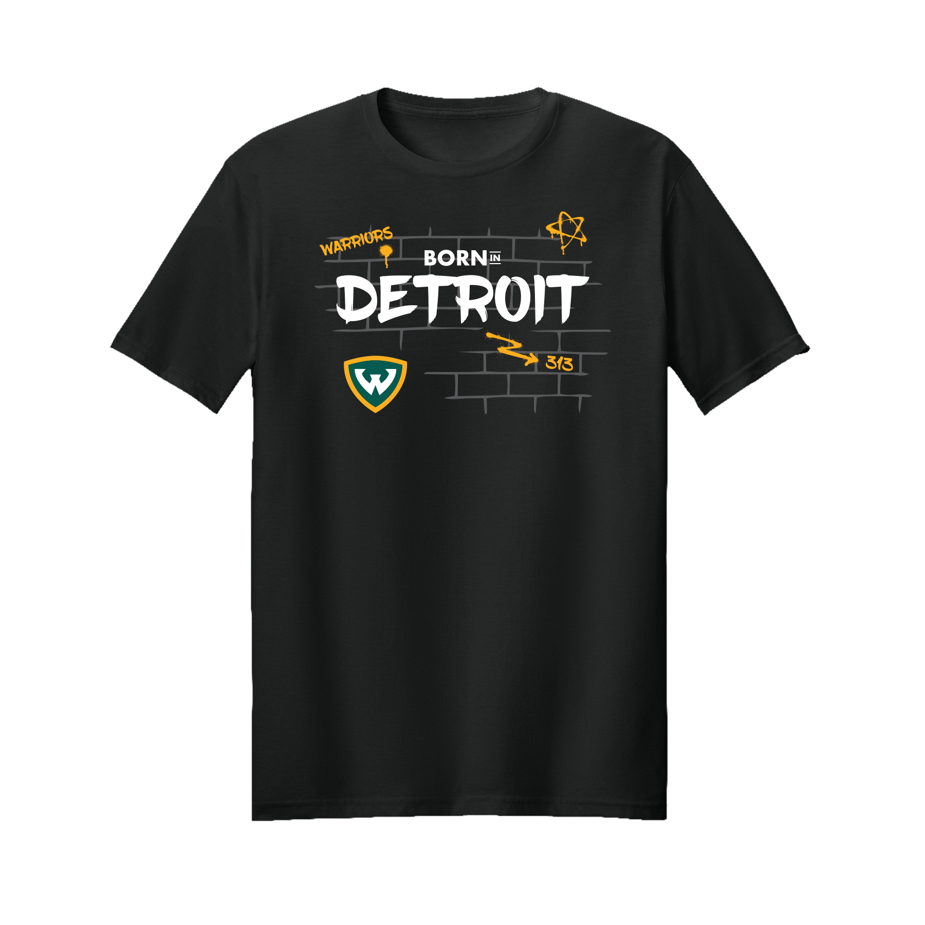 Born in Detroit WSU Graffiti Wall Basic Tshirt