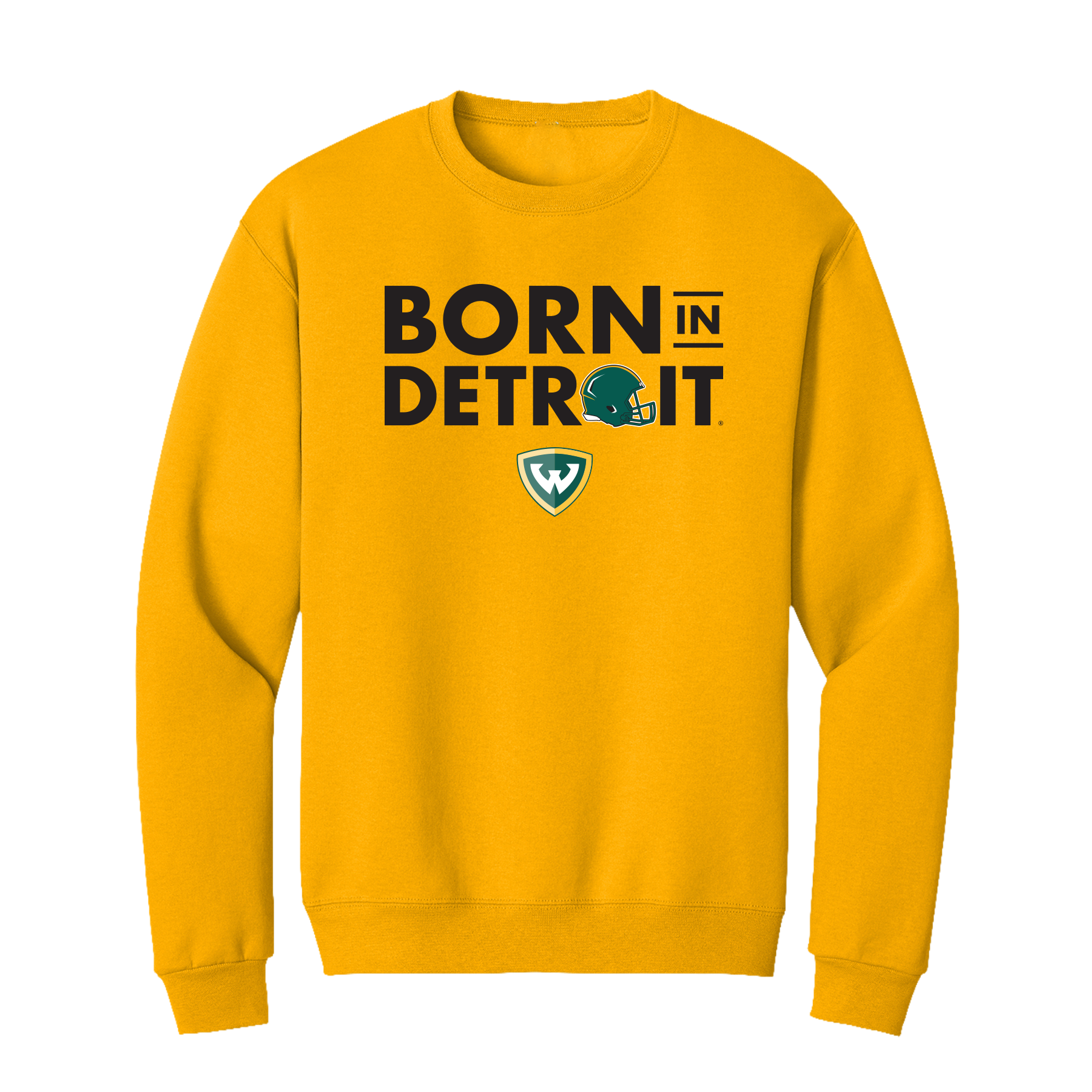 Born in Detroit Football Helmet Crewneck Sweatshirt