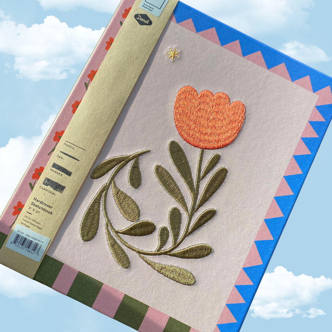 Tulip Embroidered Sketchbook, 8"x10"