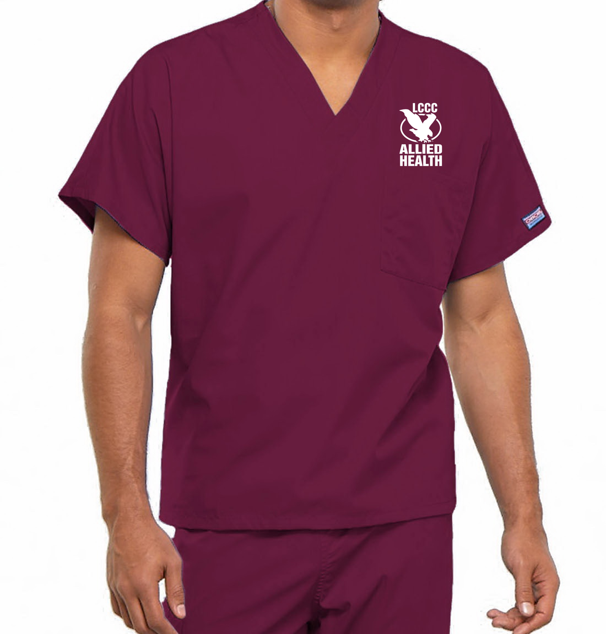 LCCC Allied Health - Unisex 1-Pocket V-Neck Tunic Scrub Top