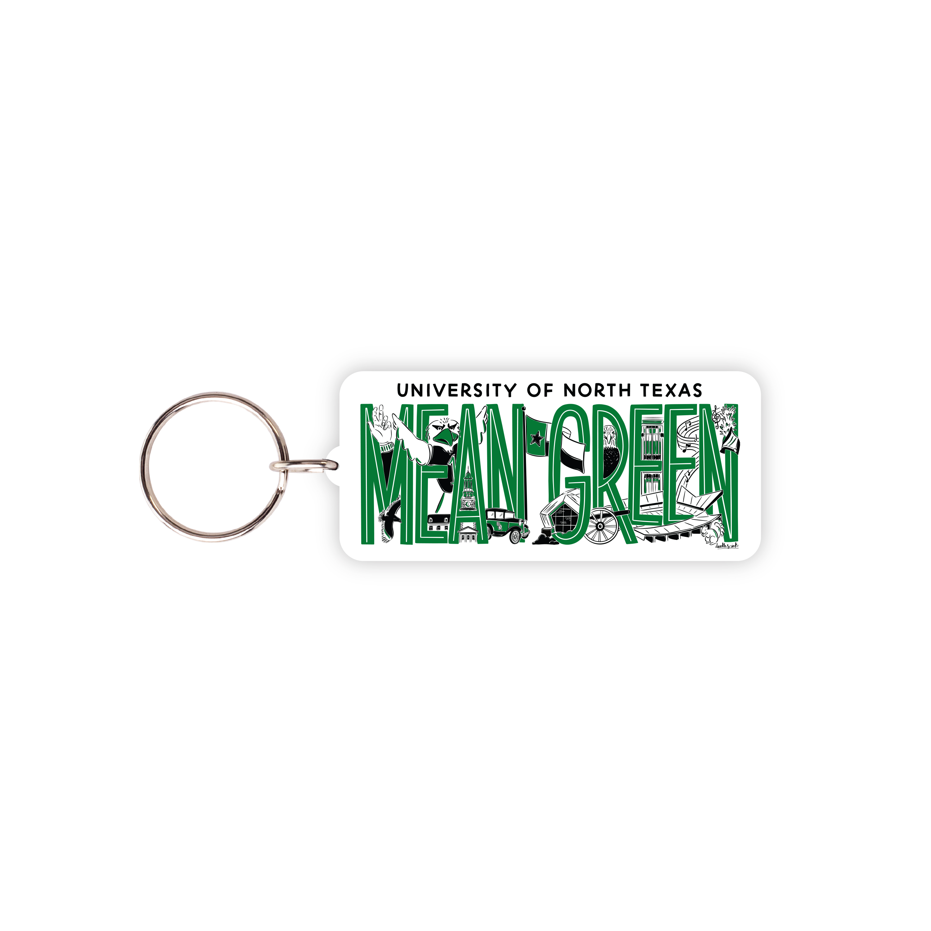 UNT COLLAGE KEYCHAIN