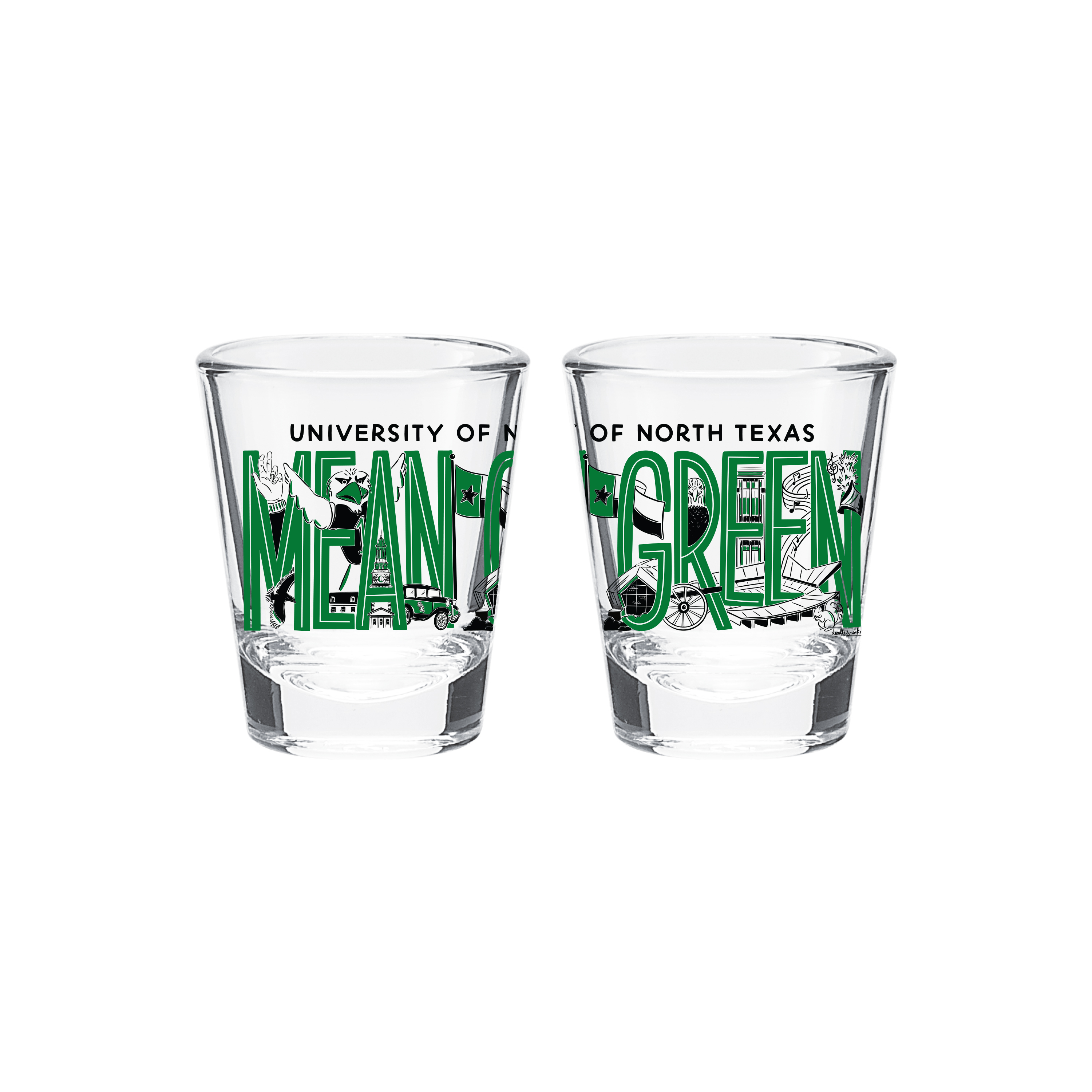 UNT COLLAGE SHOT GLASS
