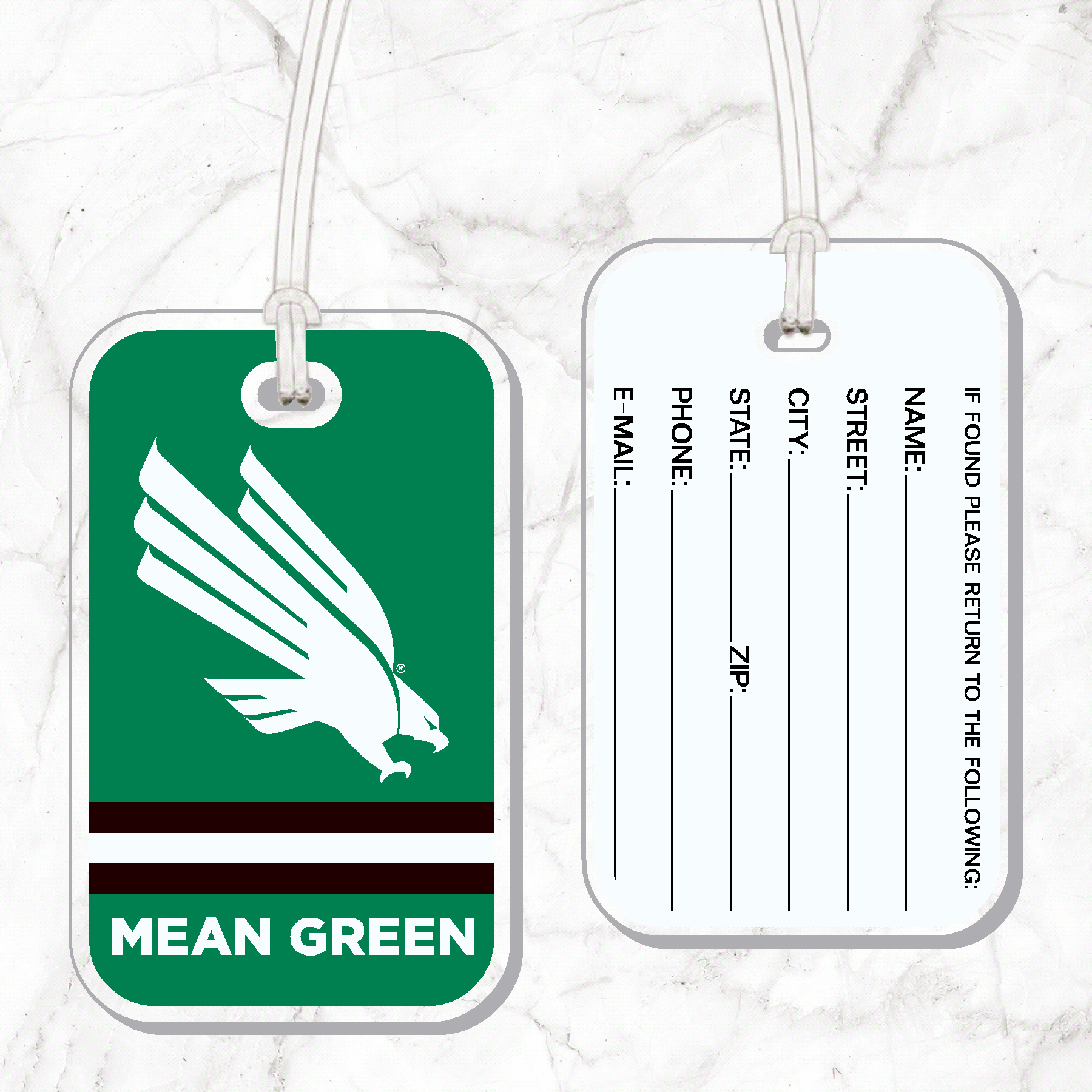 UNT MEAN GREEN BAG TAG
