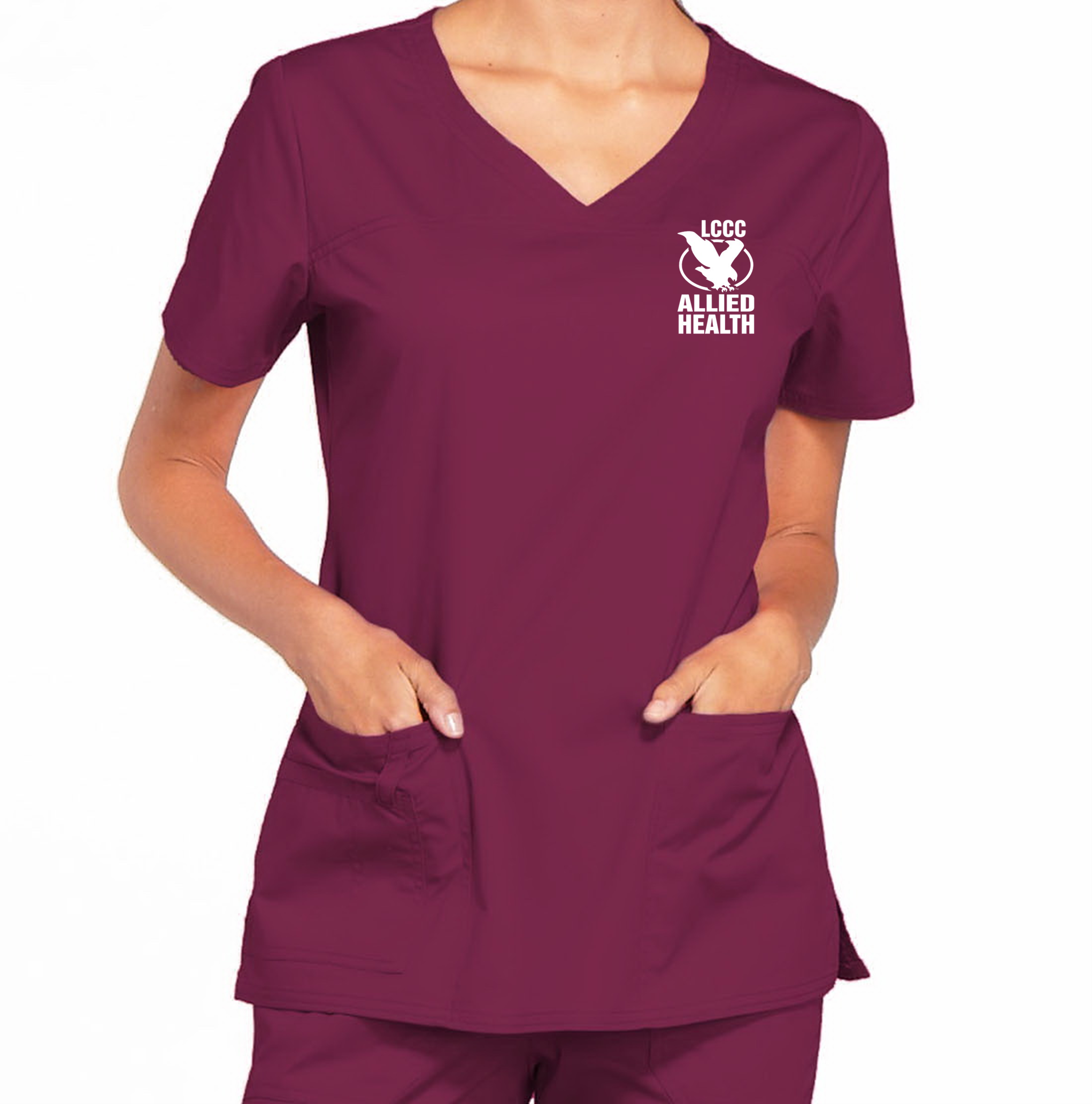 LCCC Allied Health - Women's 4-Pocket Curved V-Neck Scrub Top