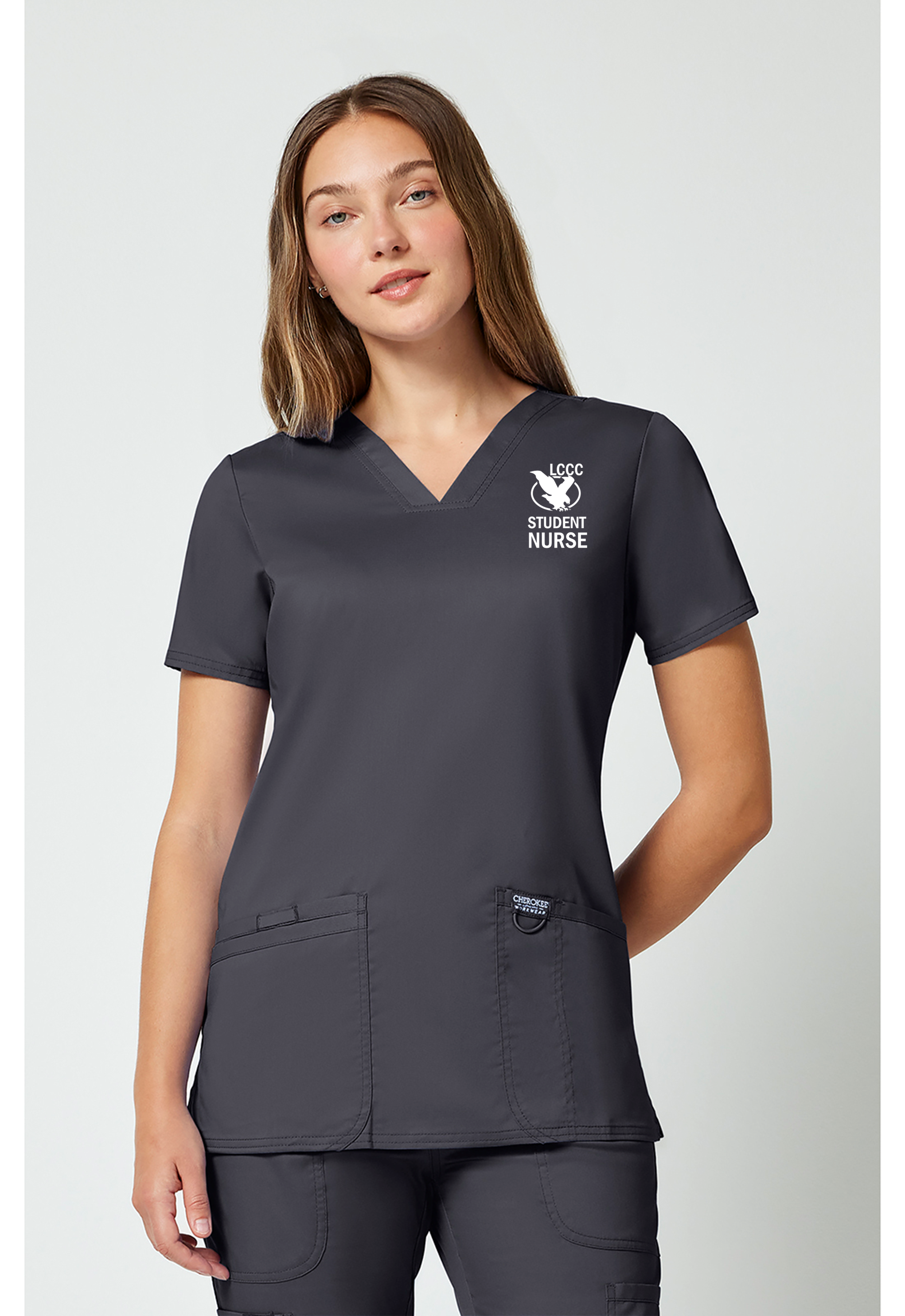 LCCC Nursing- 3 -Pocket V-Neck Scrub Top
