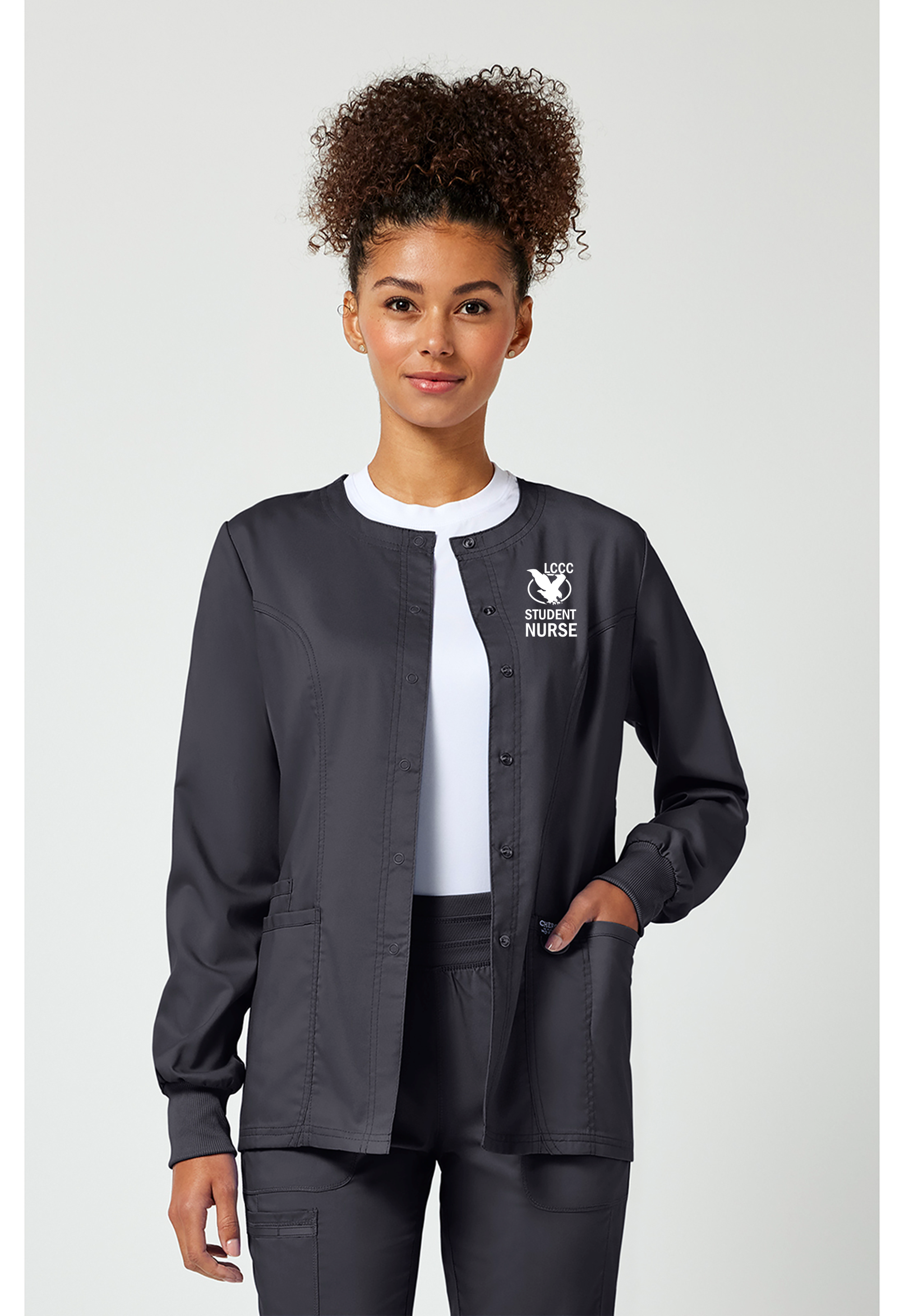 LCCC Nursing-3 -Pocket Snap Front Warm Up Jacket