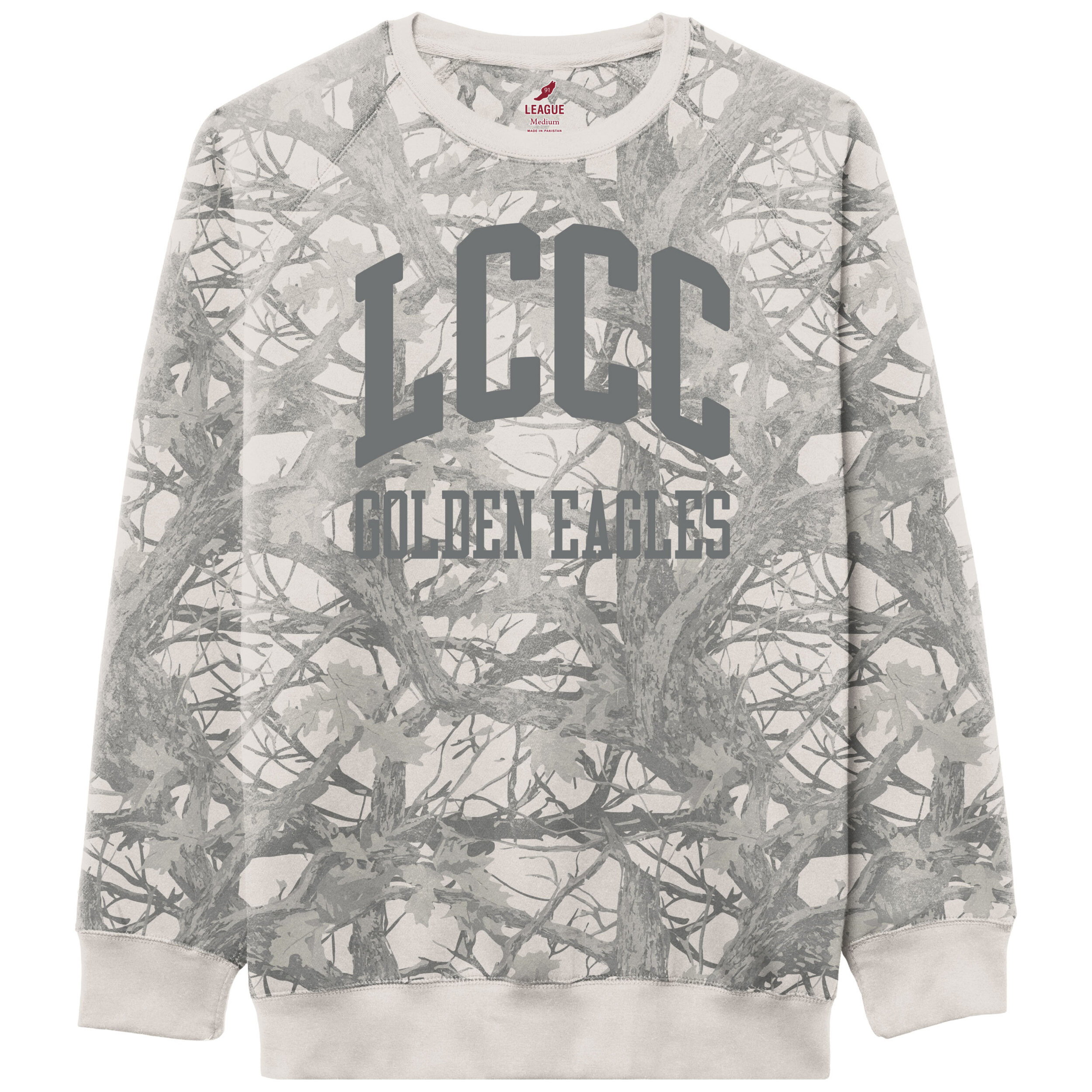 LCCC Golden Eagles Faded Camo Crew Sweatshirt