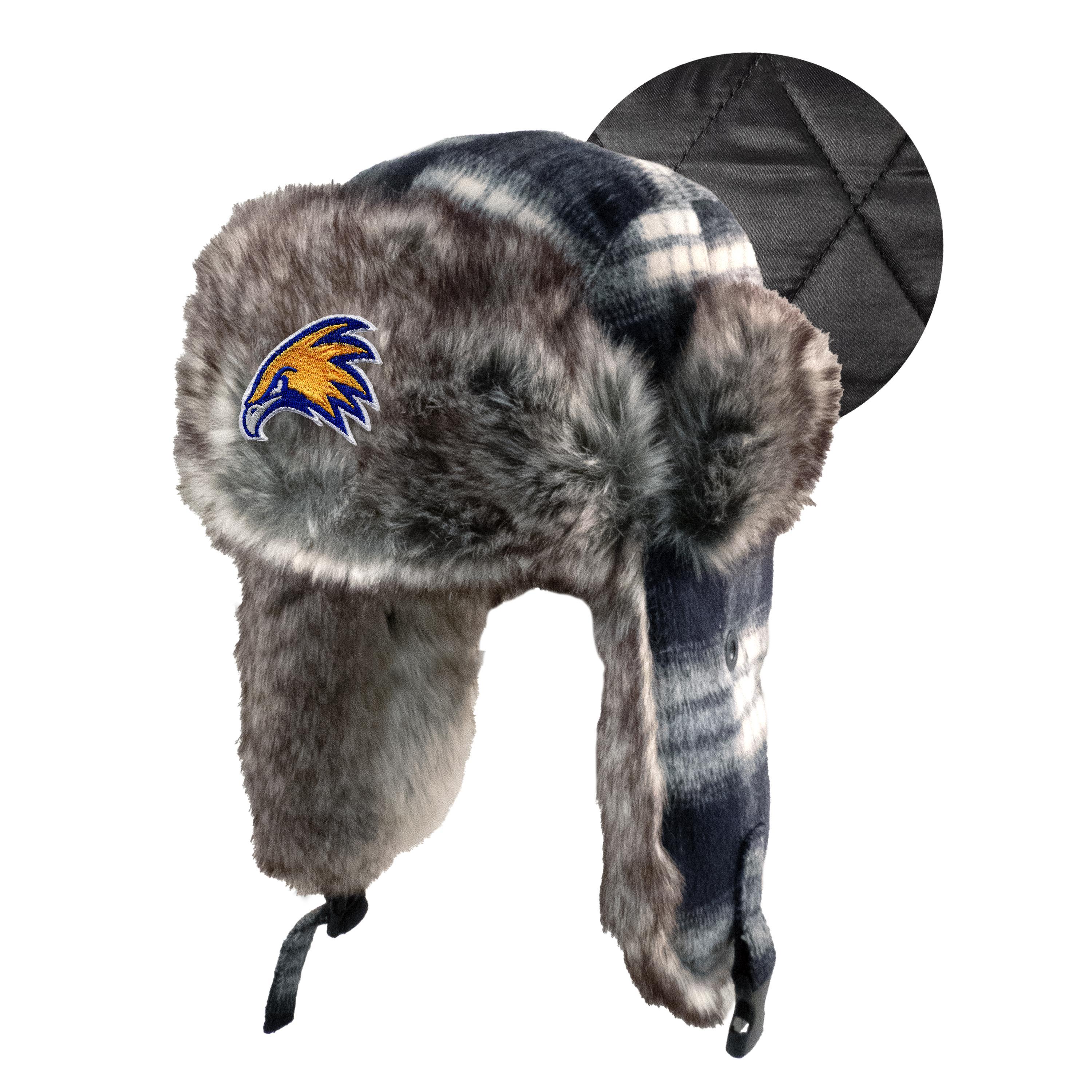 Golden Eagles Plaid Trapper Hat with Faux Fur Lining