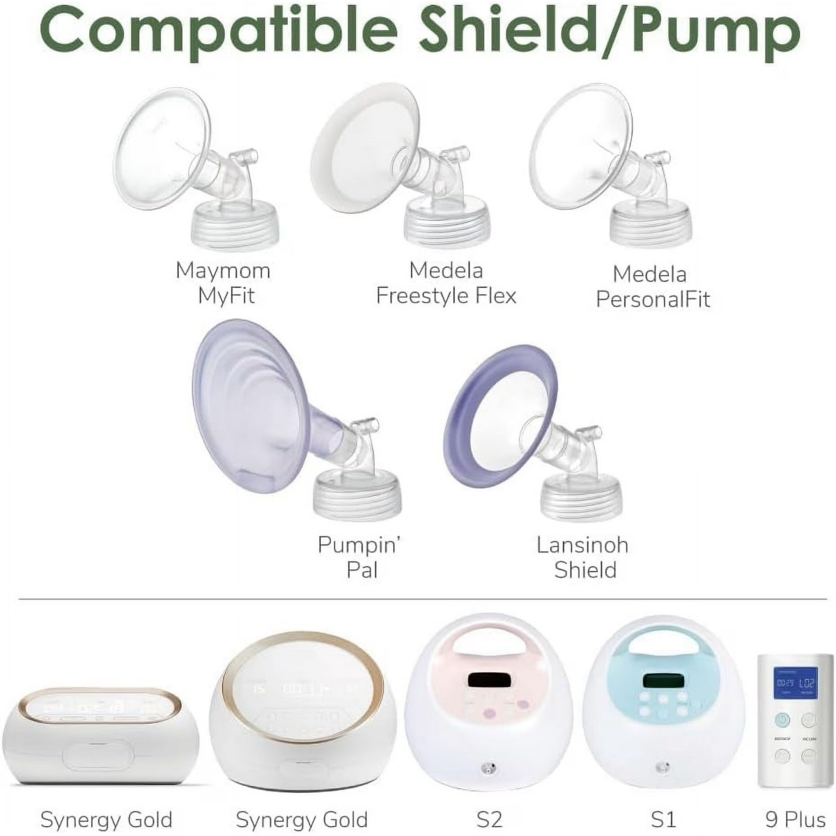 Maymom Two-Piece Wide Neck Pump Parts for Spectra S1/S2 Pumps; with Wide Mouth 14 mm Flanges