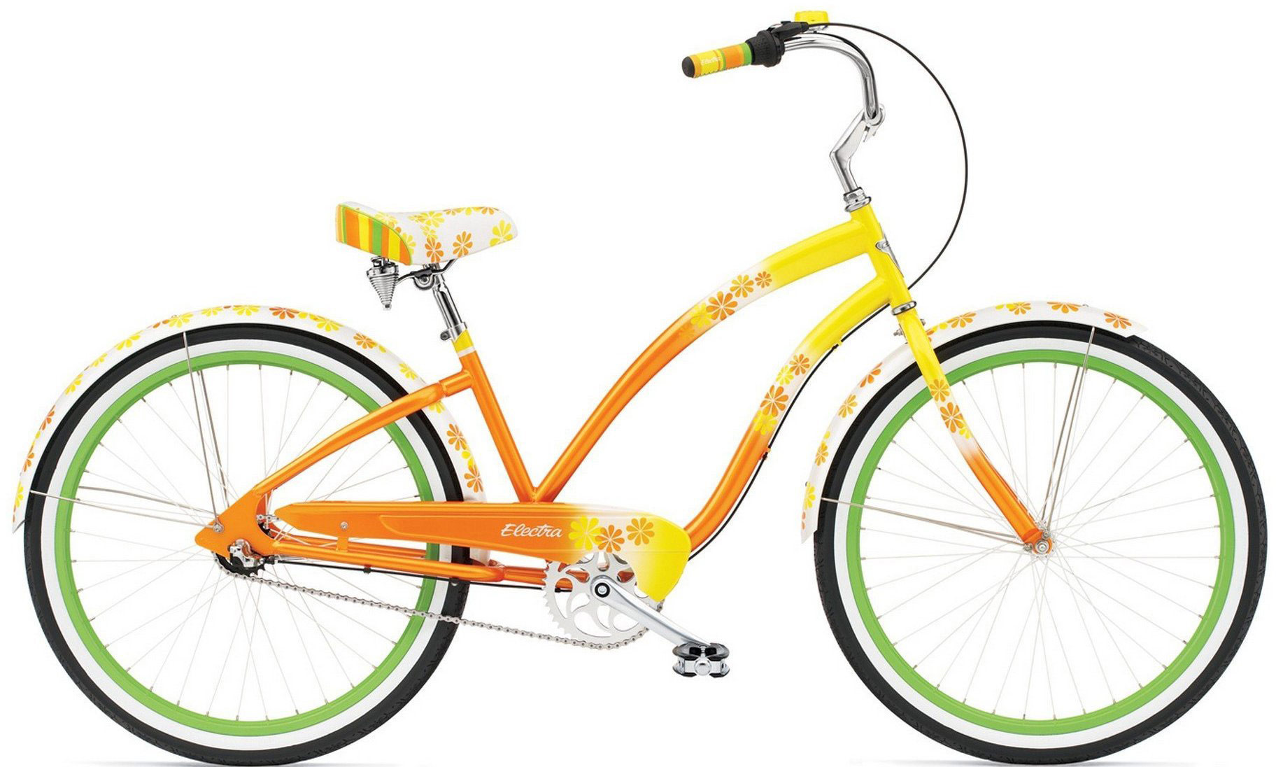 electra daisy bicycle E-bike Townie GO! 7D EQ Step Thru Mango Model features Electra Townie Original 7D 24-inch