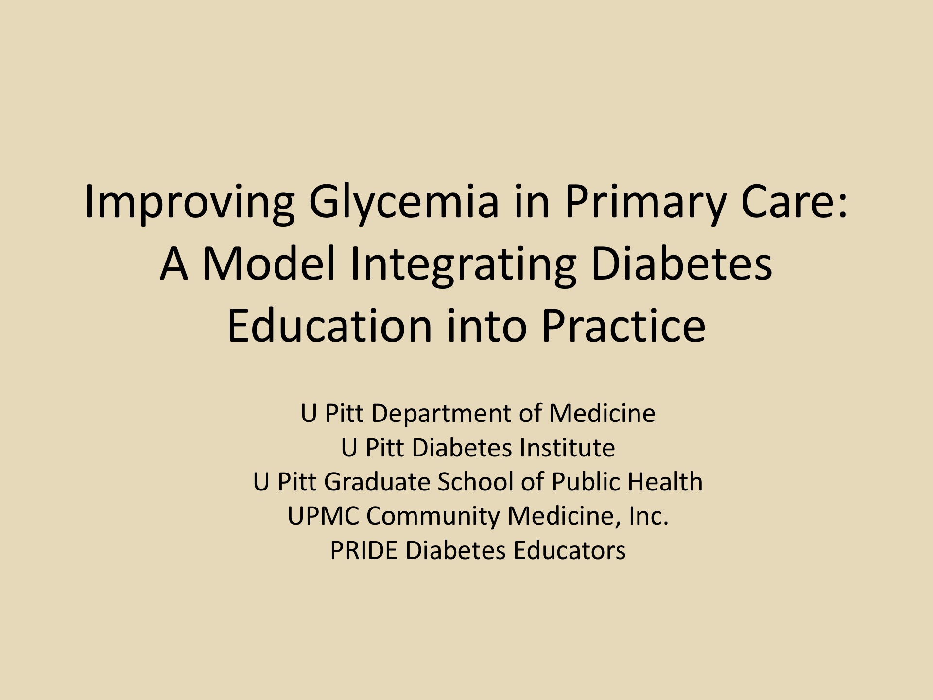 The Drive for Quality Diabetes Care & Outcomes | UPMC