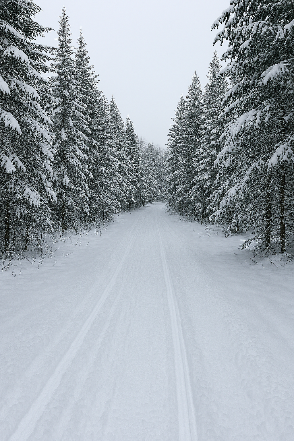 Snowmobile Trail entering woods near Wilson Lake.