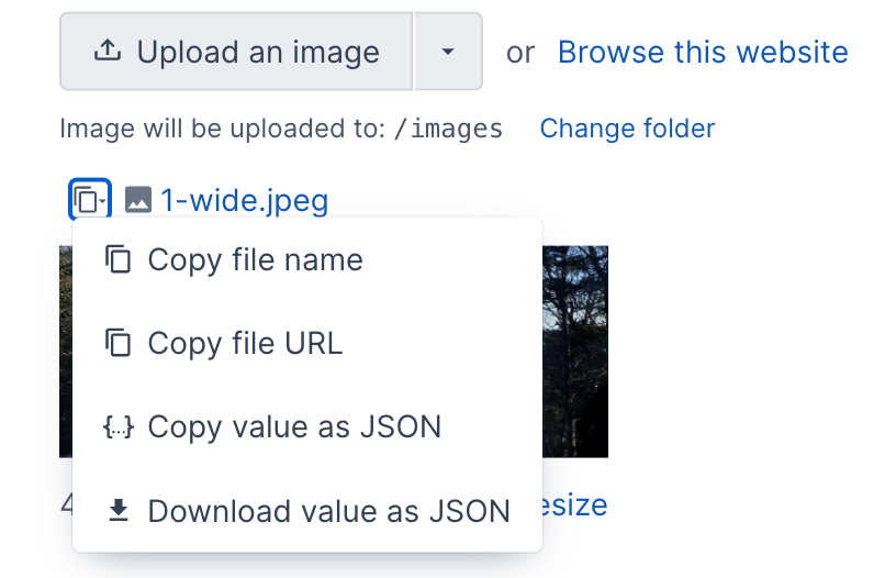Copy file name and image content