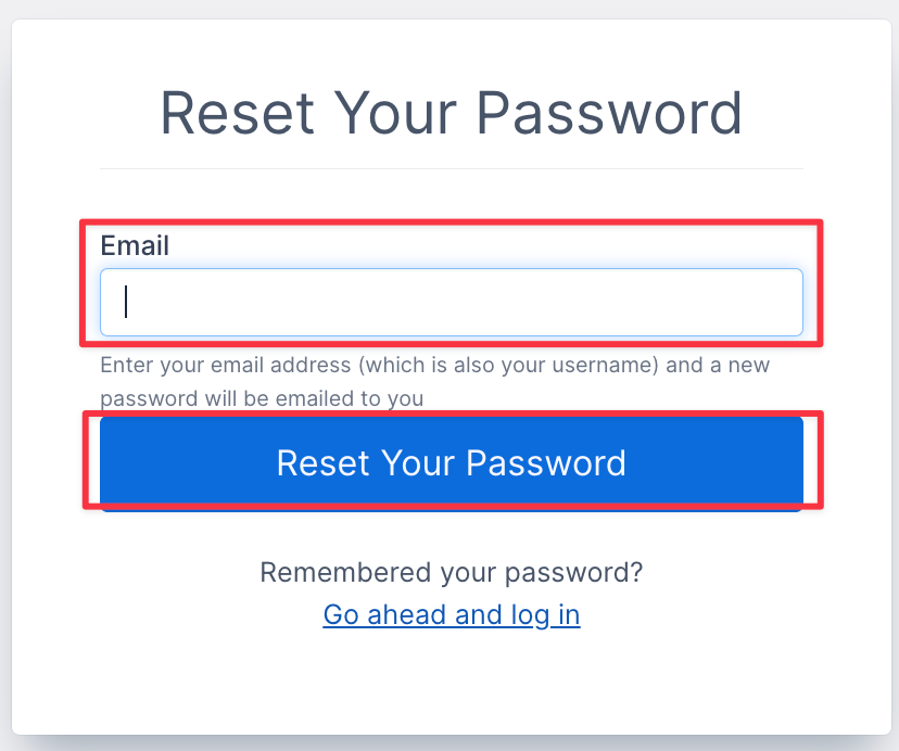 Reset your Password