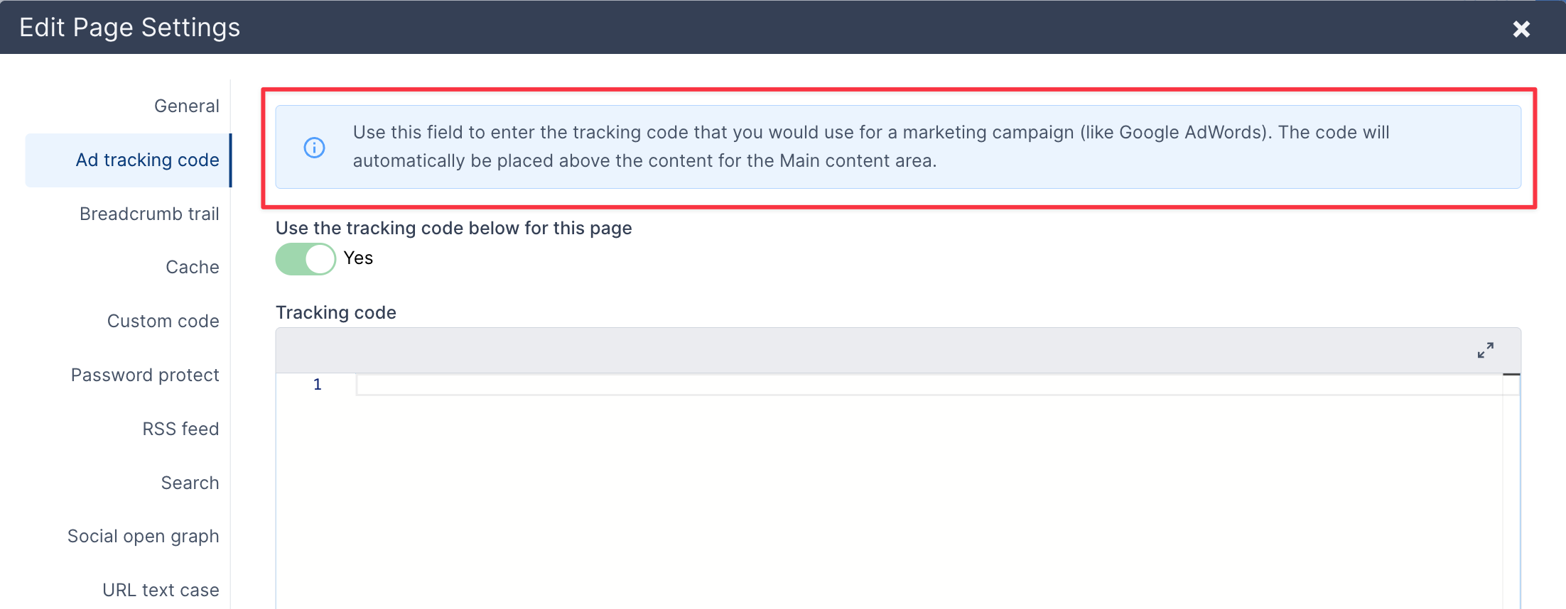 Ad Tracking Code