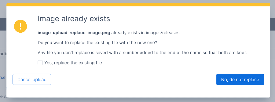 Image exists modal