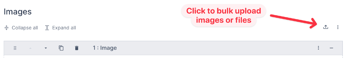 upload button for bulk uploading images and files in a repeating field