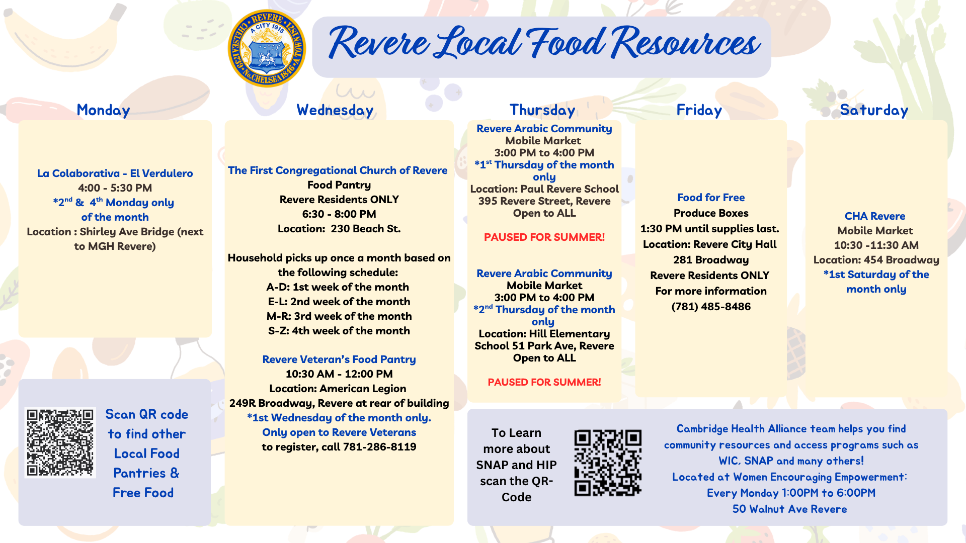 food calendar (summer updates)