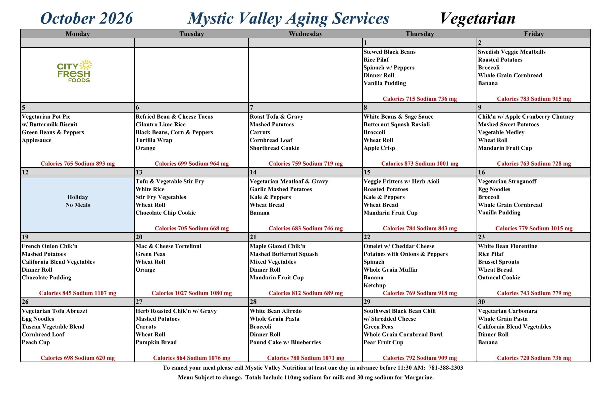 Vegetarian October menu 26