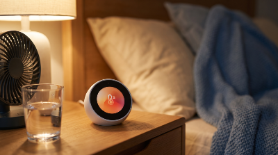 Bedroom fan and thermostat setup for keeping the ideal 60–67°F sleep temperature and reducing sleep apnea symptoms