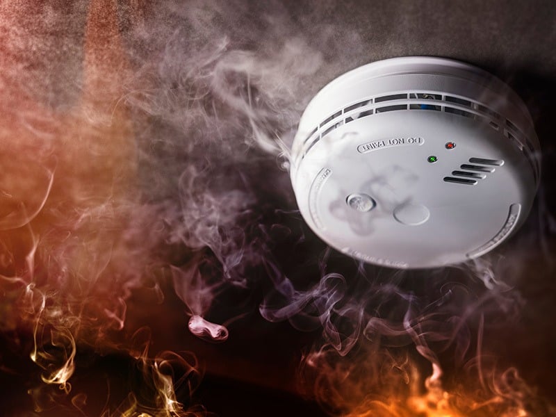 smoke around fire alarm