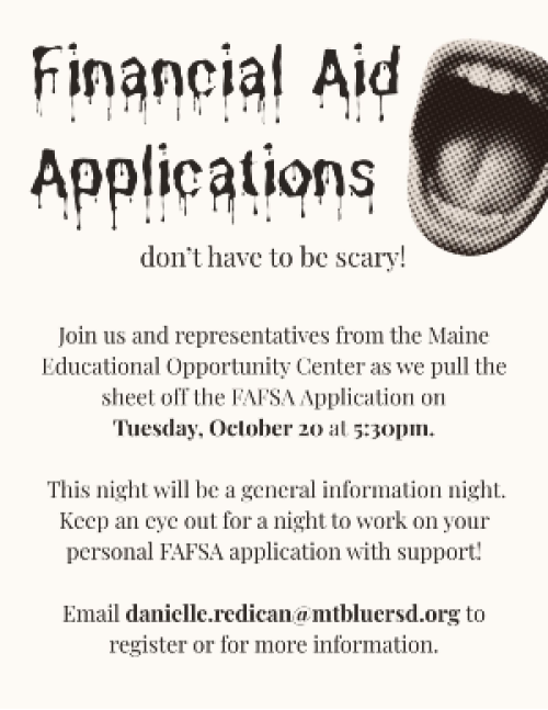 Financial Aid Application event flyer